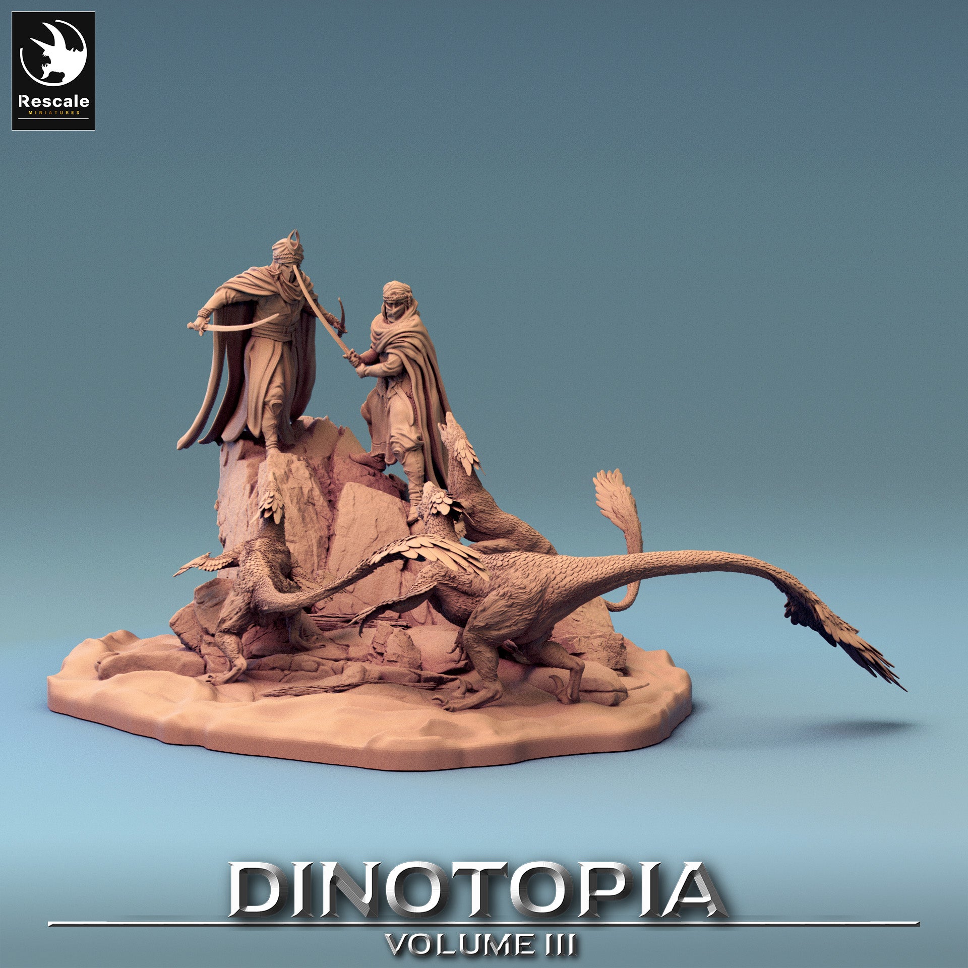 Dinotopia Ambush Scene - Dinotopia - 32mm Tabletop RPG Mini - Qumi - Rescale Miniatures Quality Miniatures - Qumi