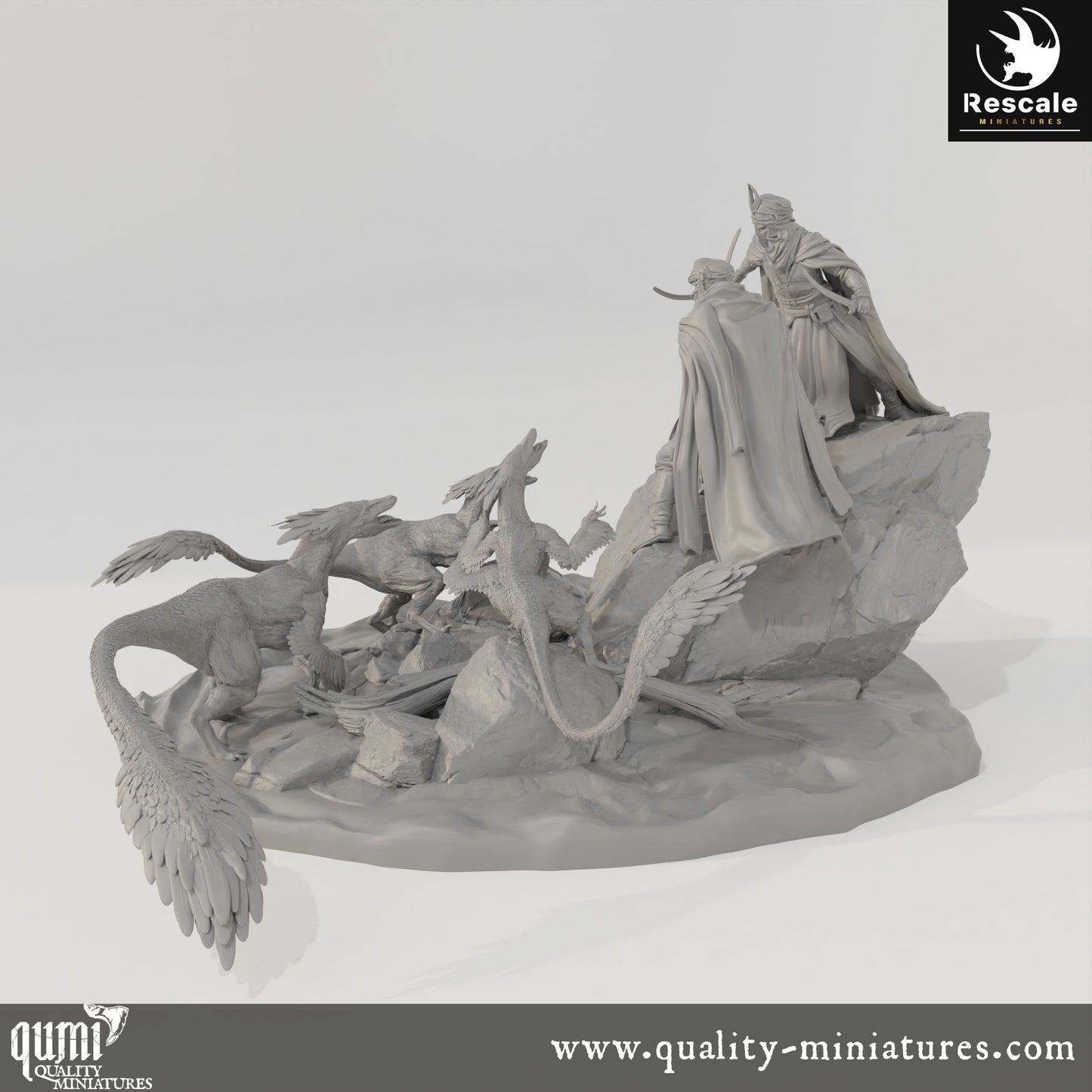 Dinotopia Ambush Scene - Dinotopia - 32mm Tabletop RPG Mini - Qumi - Rescale Miniatures Quality Miniatures - Qumi