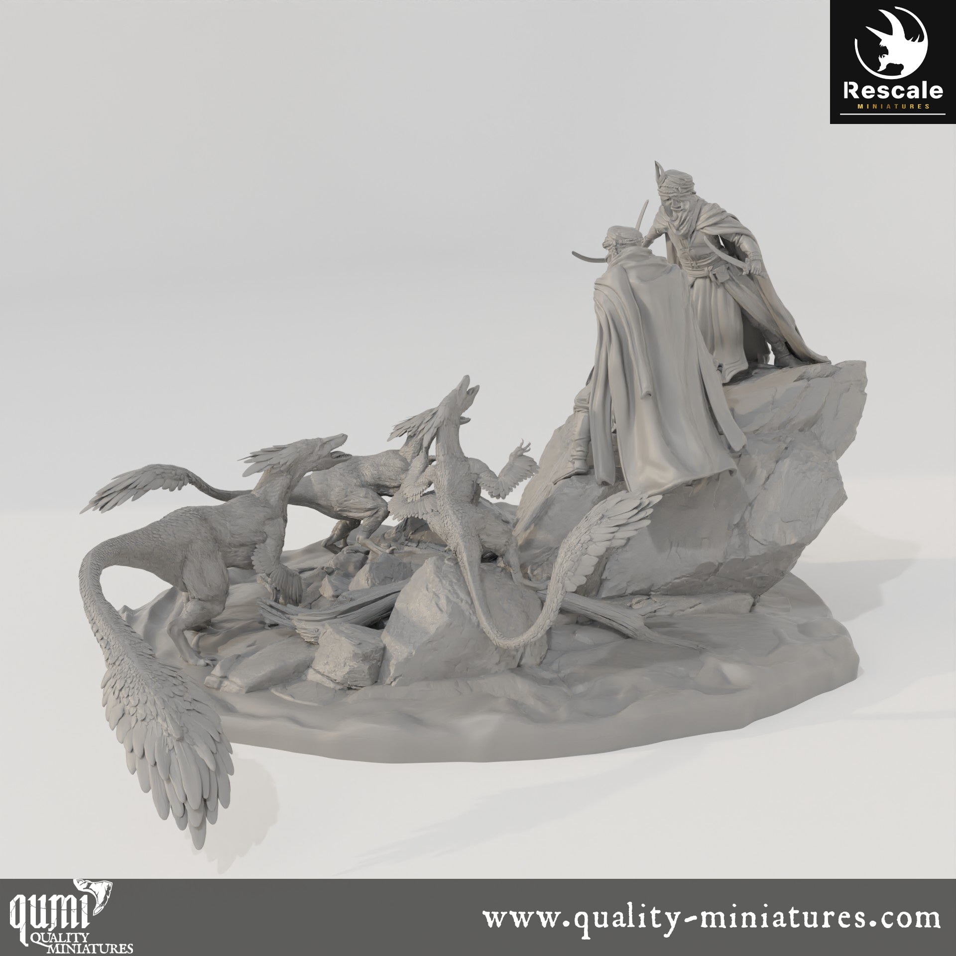 Dinotopia Ambush Scene - Dinotopia - 32mm Tabletop RPG Mini - Qumi - Rescale Miniatures Quality Miniatures - Qumi