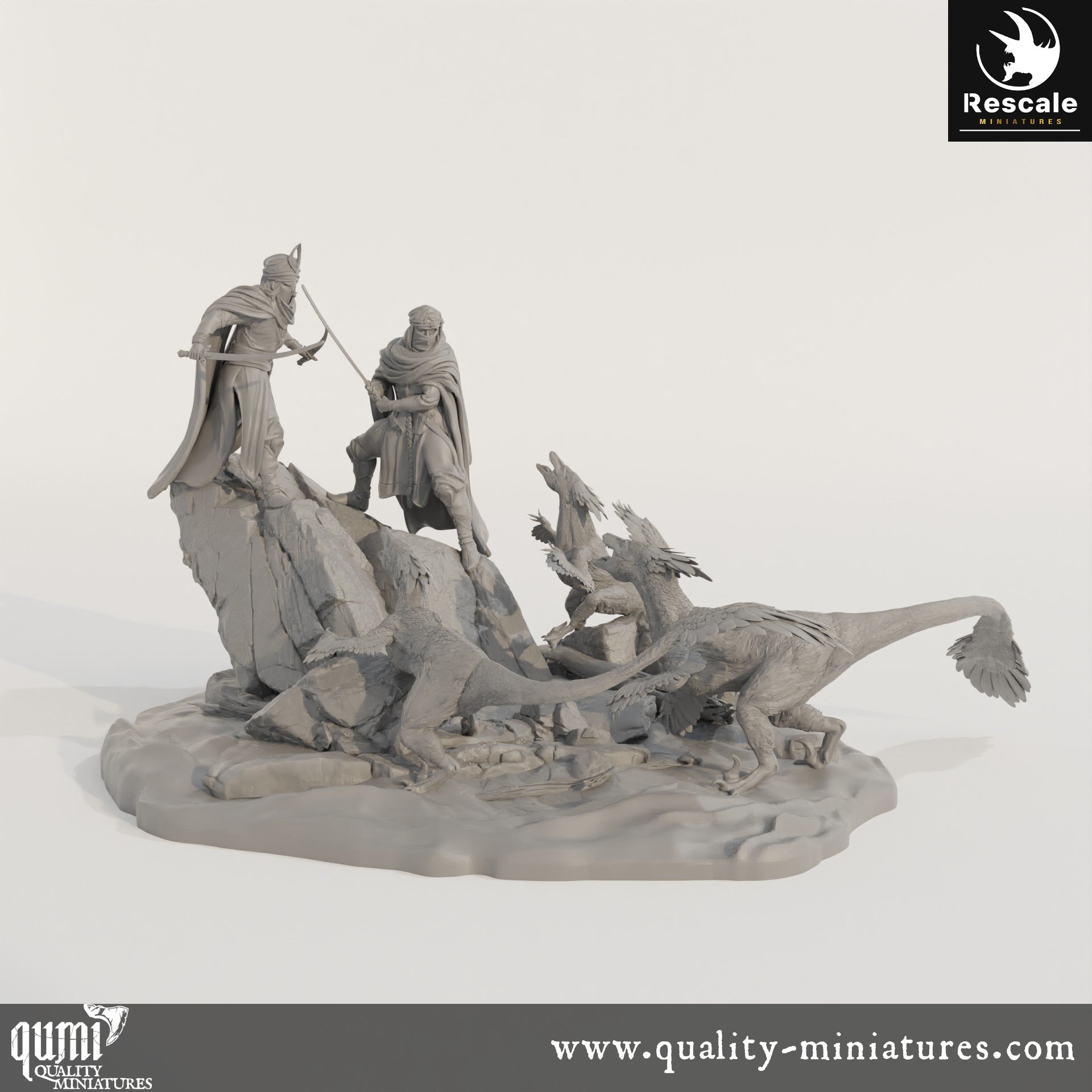 Dinotopia Ambush Scene - Dinotopia - 32mm Tabletop RPG Mini - Qumi - Rescale Miniatures Quality Miniatures - Qumi