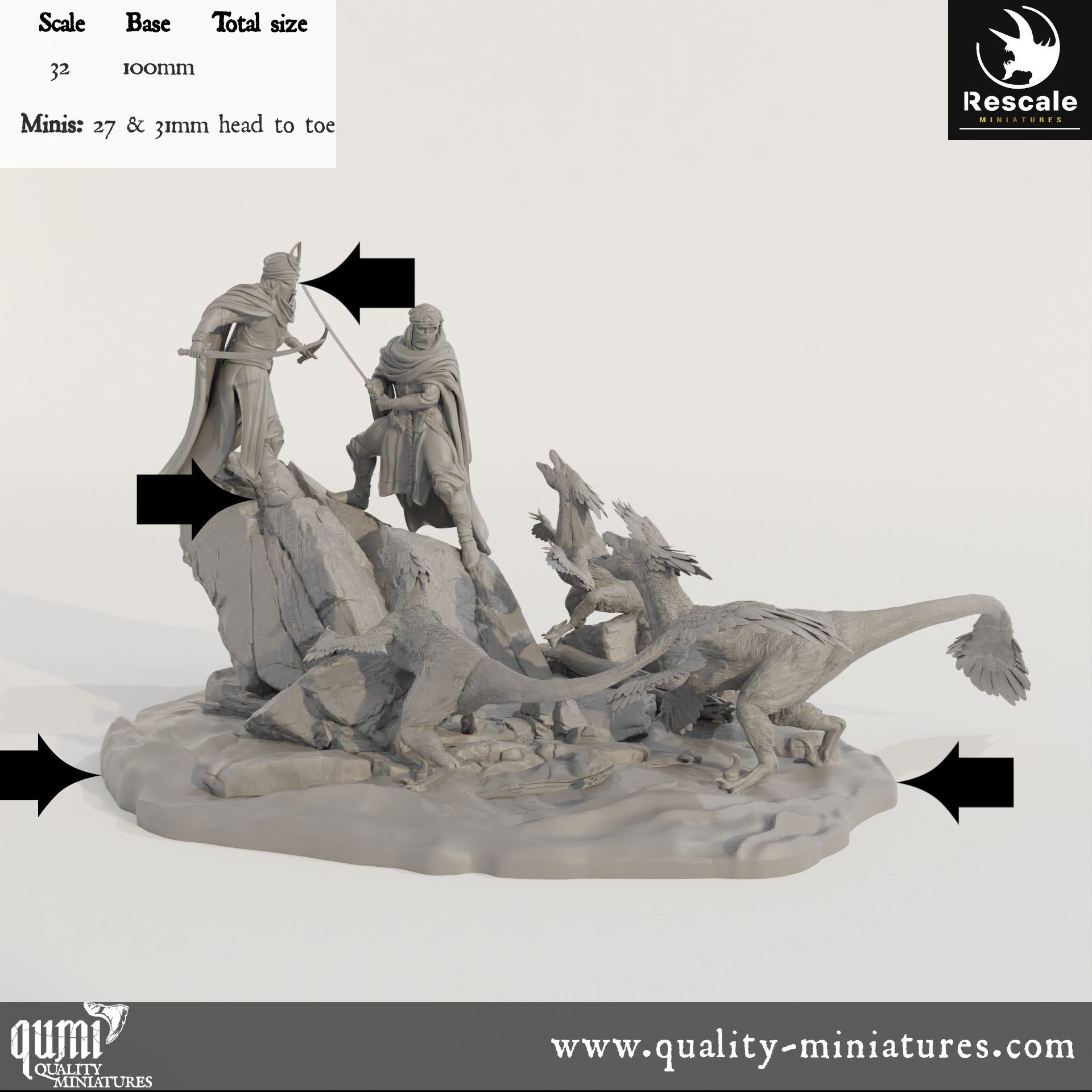 Dinotopia Ambush Scene - Dinotopia - 32mm Tabletop RPG Mini - Qumi - Rescale Miniatures Quality Miniatures - Qumi