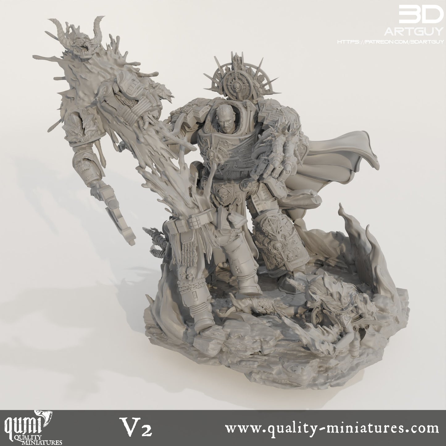 Diorama Knight Of Purity - 32mm Tabletop RPG Mini - Qumi Quality Miniatures - Qumi