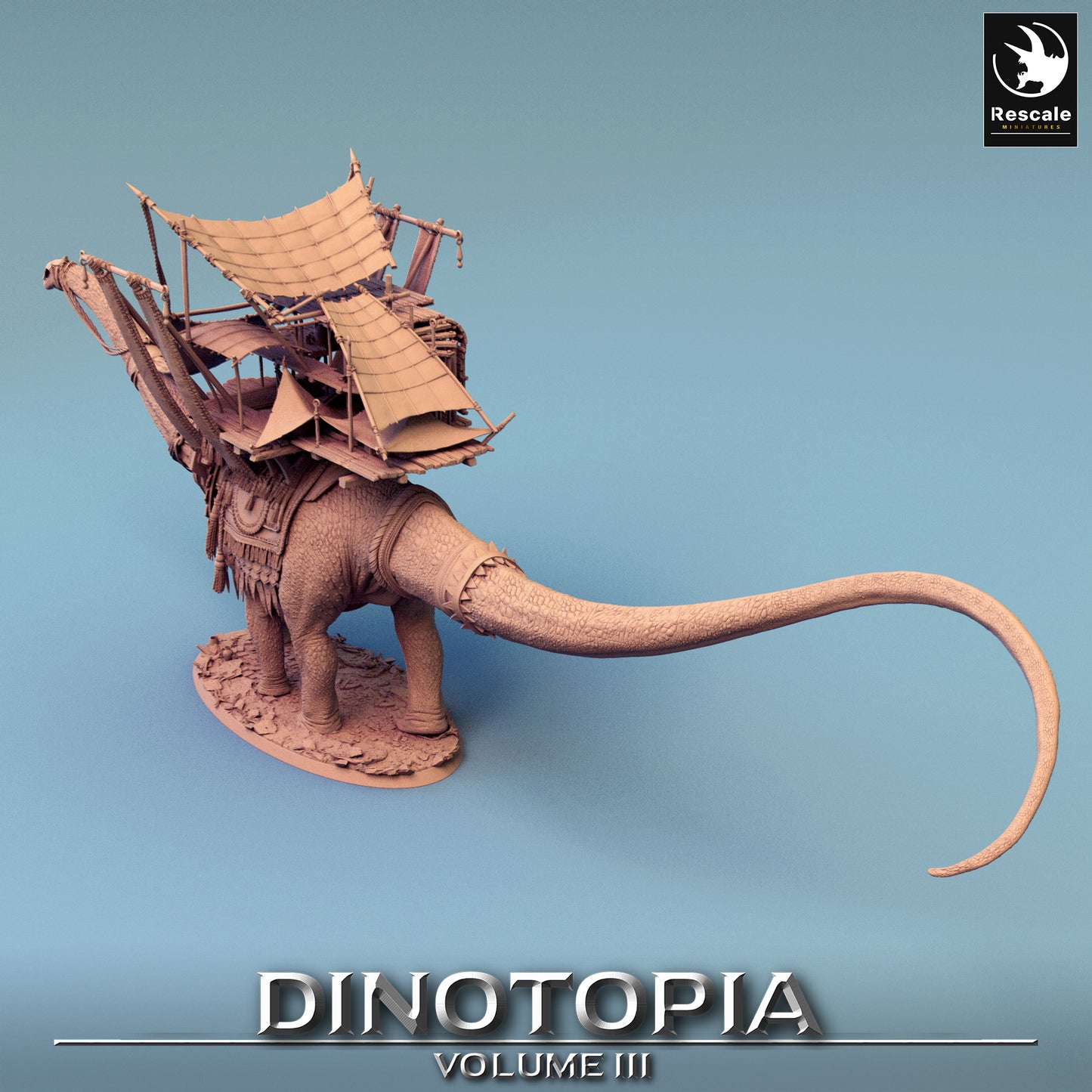 Diplodocus Caravan - Dinotopia - 32mm Tabletop RPG Mini - Qumi - Rescale Miniatures Quality Miniatures - Qumi