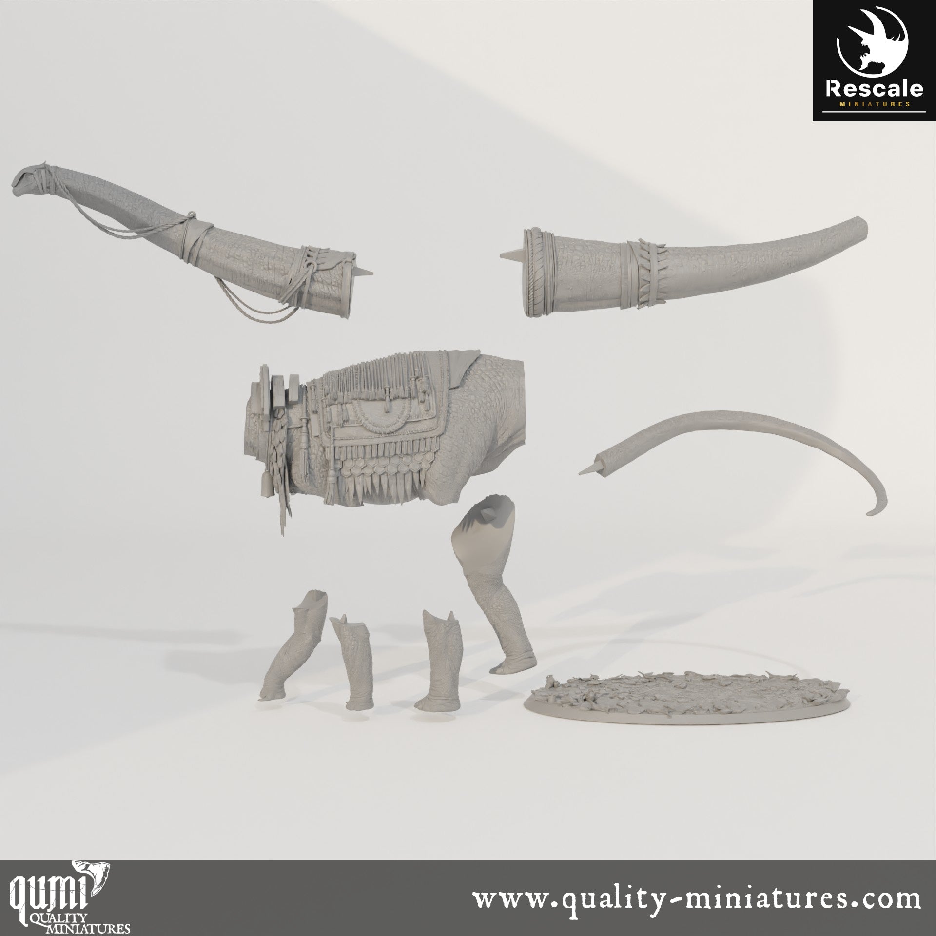 Diplodocus Caravan - Dinotopia - 32mm Tabletop RPG Mini - Qumi - Rescale Miniatures Quality Miniatures - Qumi