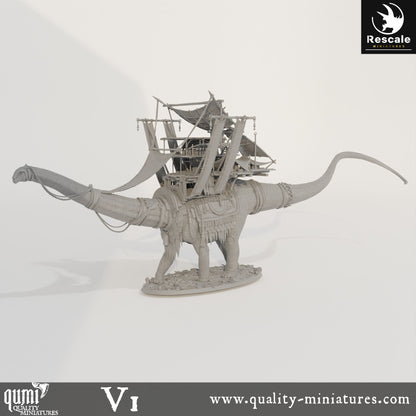 Diplodocus Caravan - Dinotopia - 32mm Tabletop RPG Mini - Qumi - Rescale Miniatures Quality Miniatures - Qumi