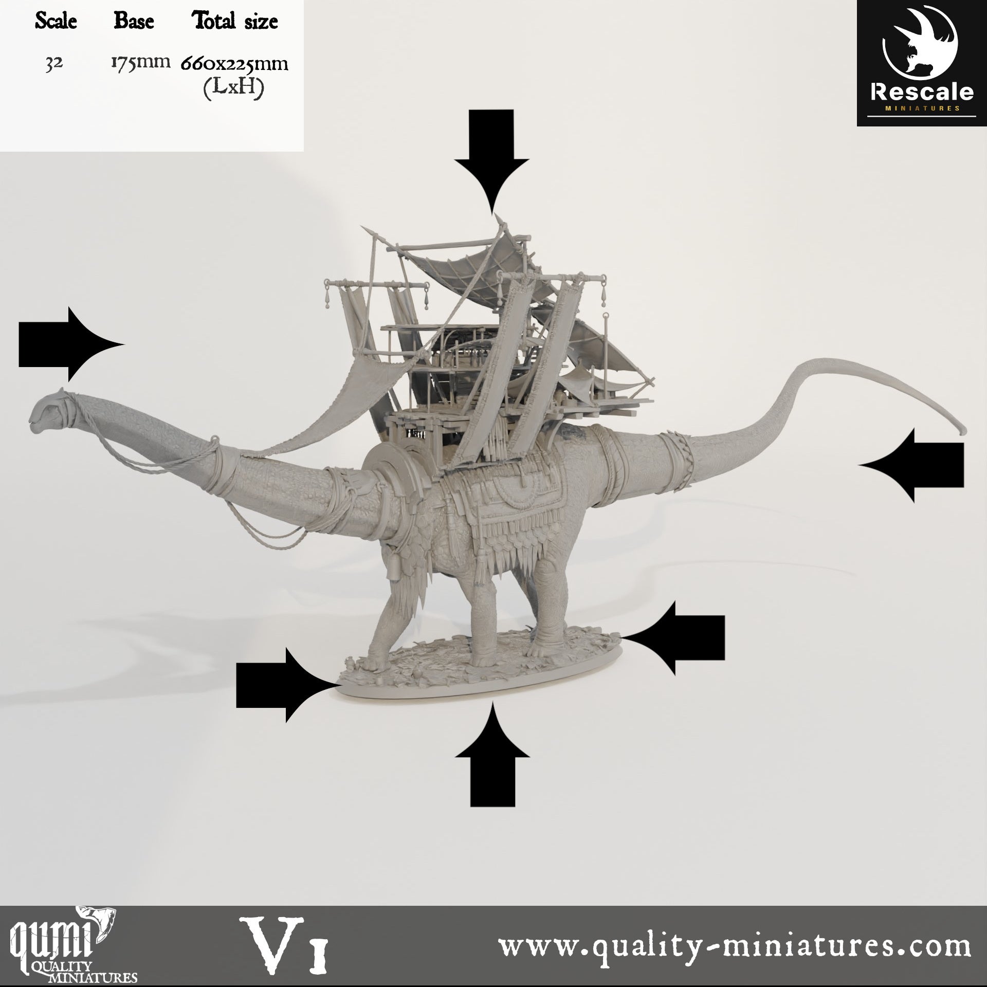 Diplodocus Caravan - Dinotopia - 32mm Tabletop RPG Mini - Qumi - Rescale Miniatures Quality Miniatures - Qumi