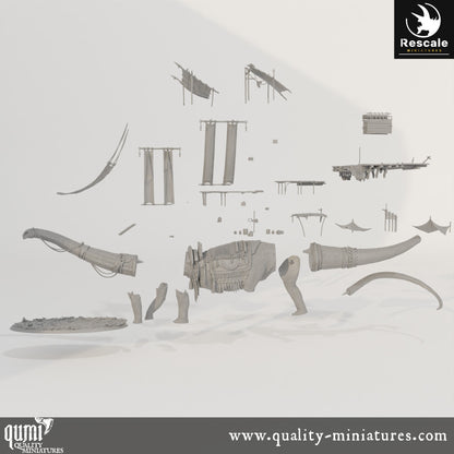 Diplodocus Caravan - Dinotopia - 32mm Tabletop RPG Mini - Qumi - Rescale Miniatures Quality Miniatures - Qumi