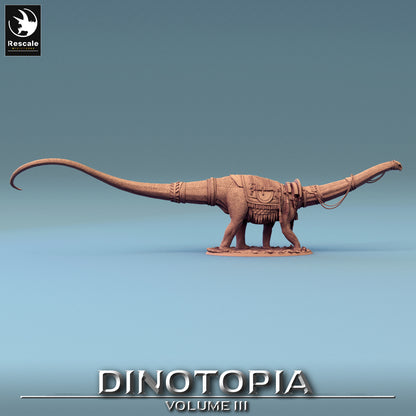 Diplodocus Caravan - Dinotopia - 32mm Tabletop RPG Mini - Qumi - Rescale Miniatures Quality Miniatures - Qumi