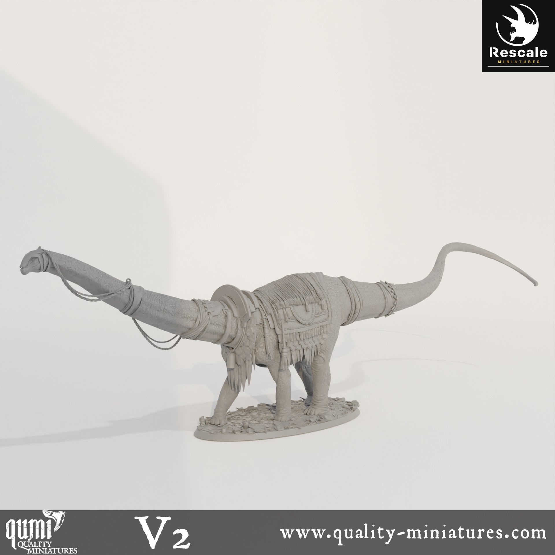 Diplodocus Caravan - Dinotopia - 32mm Tabletop RPG Mini - Qumi - Rescale Miniatures Quality Miniatures - Qumi