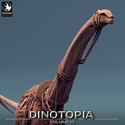 Diplodocus Caravan - Dinotopia - 32mm Tabletop RPG Mini - Qumi - Rescale Miniatures Quality Miniatures - Qumi