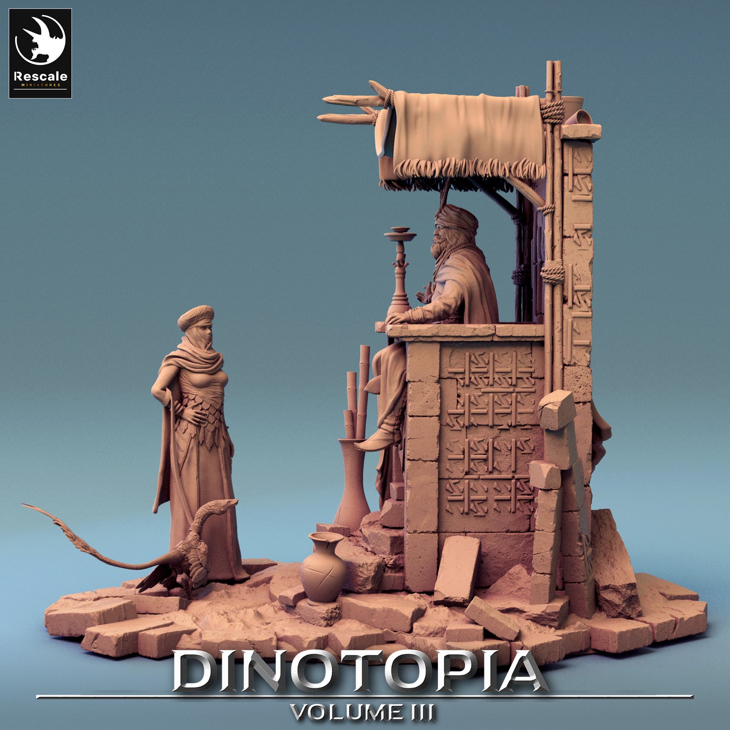 Discuss Scene - Dinotopia - 32mm Tabletop RPG Mini - Qumi - Rescale Miniatures Quality Miniatures - Qumi