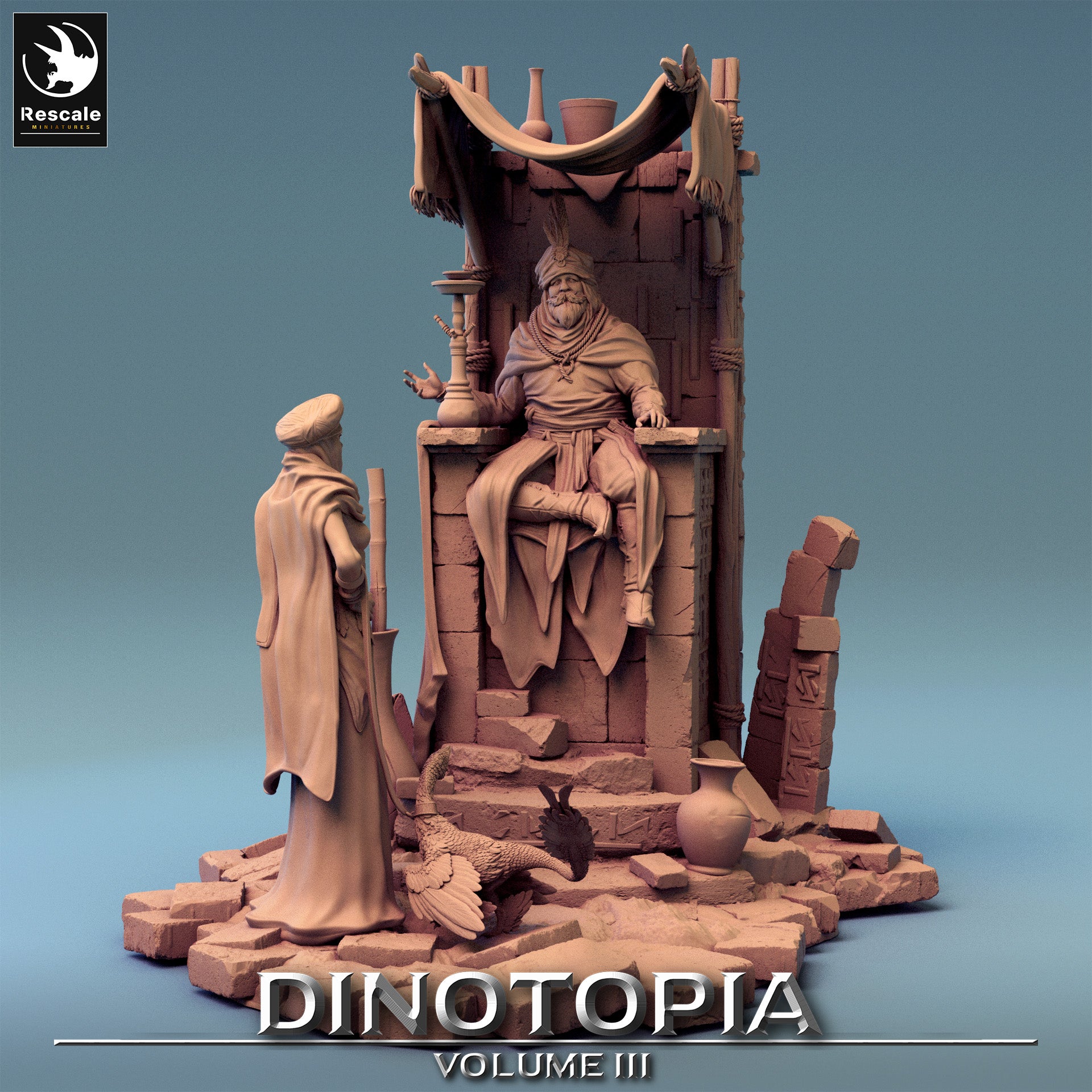 Discuss Scene - Dinotopia - 32mm Tabletop RPG Mini - Qumi - Rescale Miniatures Quality Miniatures - Qumi