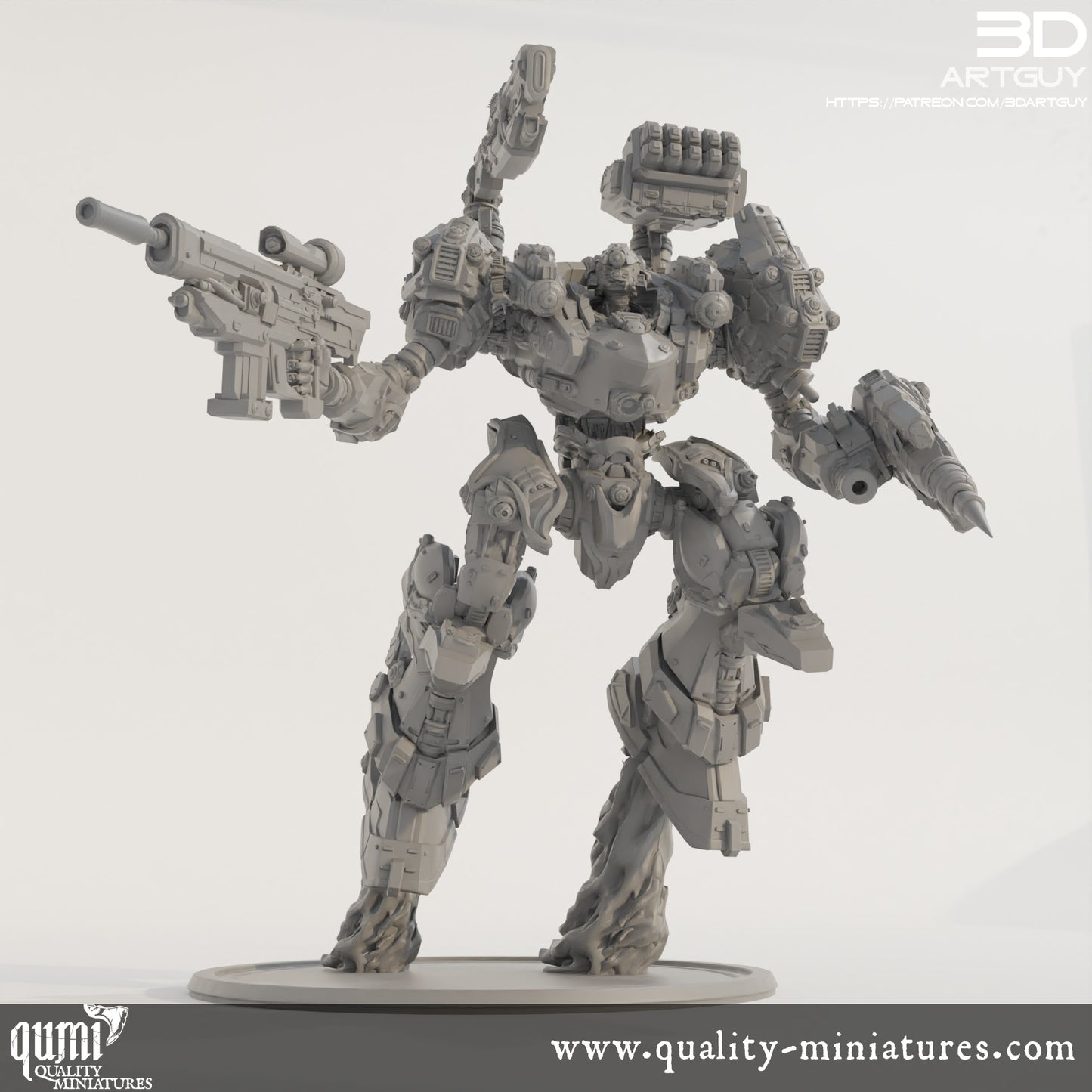 Domination Mech - 32mm Tabletop RPG Mini - Size L - Qumi - Quality Miniatures - Qumi - 28mm Maßstab, 28mm scale, 32mm Maßstab, 32mm scale, 3D printed wargaming accessories, tabletop miniatures