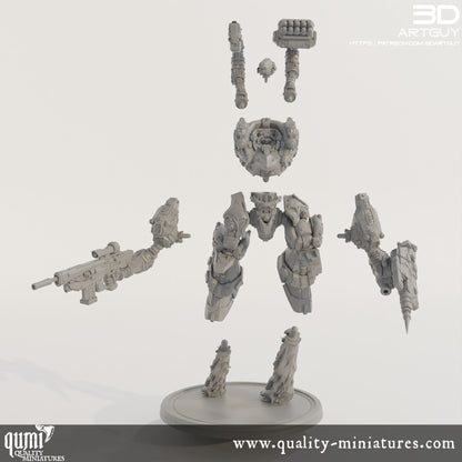 Domination Mech - 32mm Tabletop RPG Mini - Size L - Qumi - Quality Miniatures - Qumi - 28mm Maßstab, 28mm scale, 32mm Maßstab, 32mm scale, 3D printed wargaming accessories, tabletop miniatures