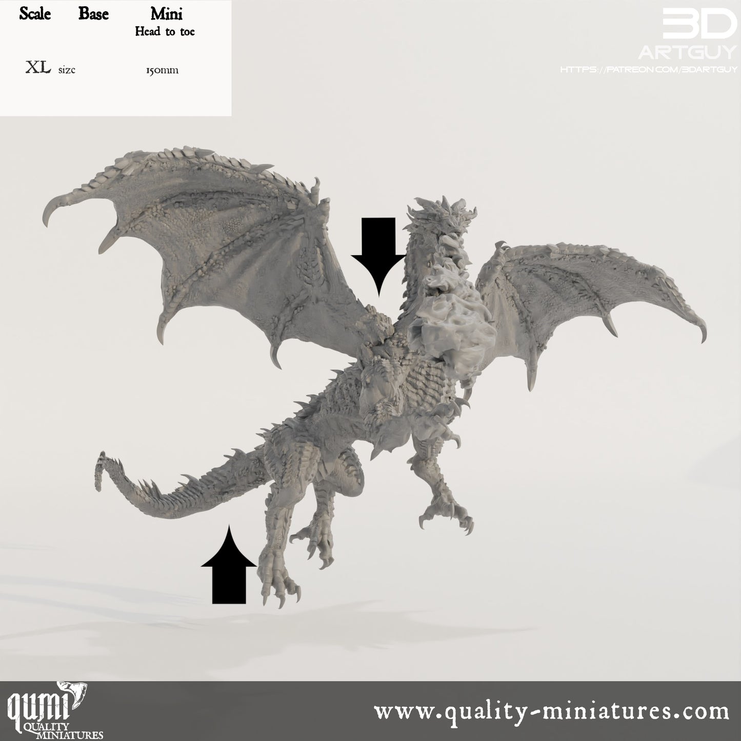 Dragon - 32mm Tabletop RPG Mini - Size XL - Qumi Quality Miniatures - Qumi