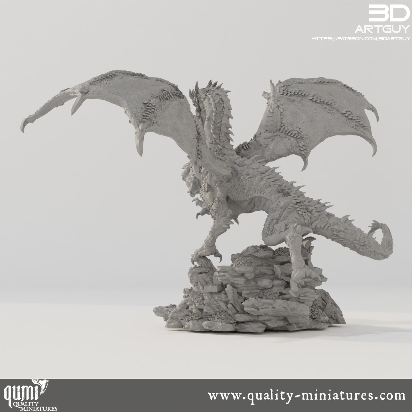 Dragon Diorama - 32mm Tabletop RPG Mini - Size XL - Qumi Quality Miniatures - Qumi