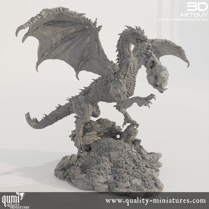 Dragon Diorama - 32mm Tabletop RPG Mini - Size XL - Qumi Quality Miniatures - Qumi