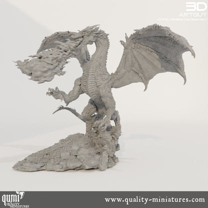 Dragon Diorama - 32mm Tabletop RPG Mini - Size XL - Qumi Quality Miniatures - Qumi