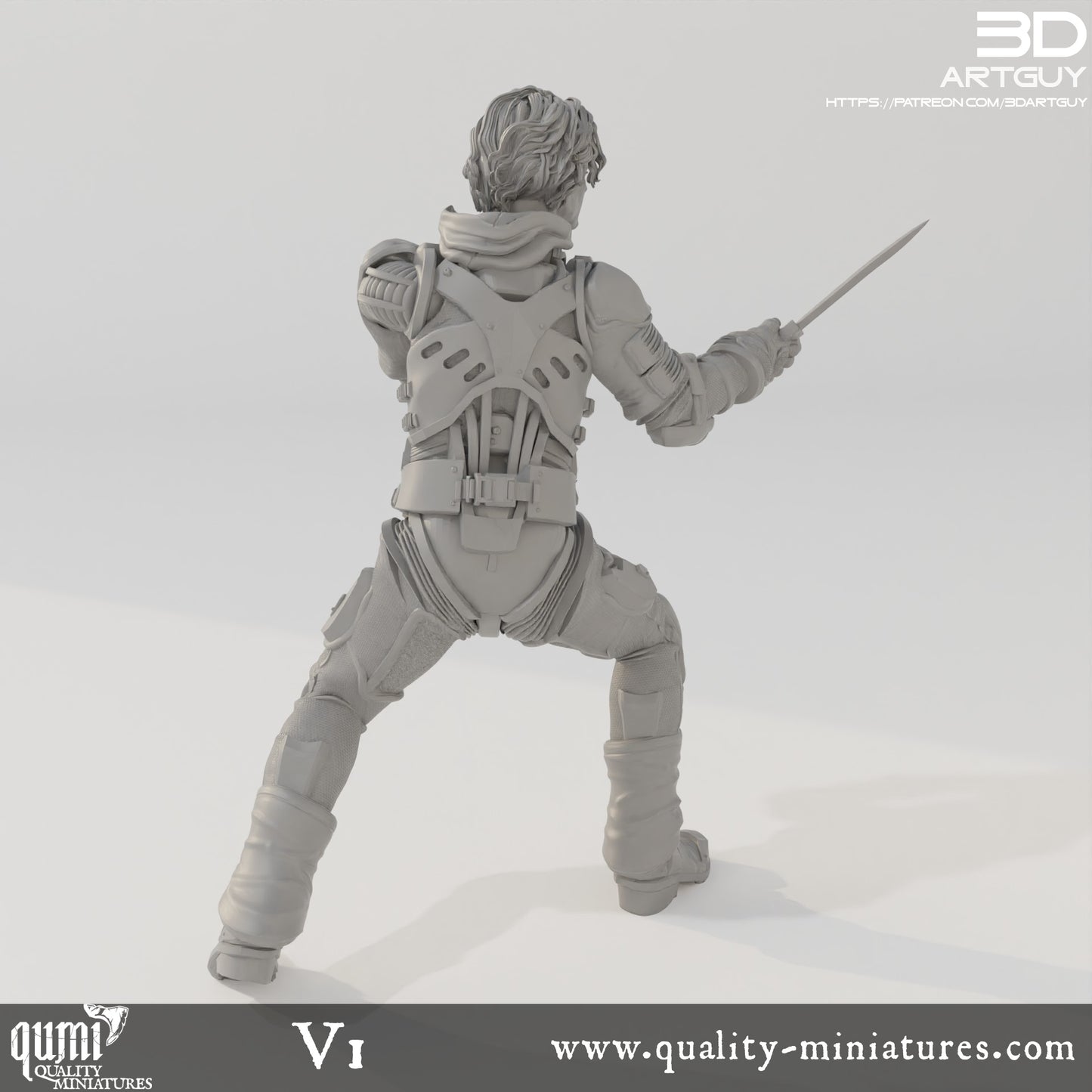 Duke Fighting - 32mm Tabletop RPG Mini - Qumi - 3D ArtGuy Quality Miniatures - Qumi