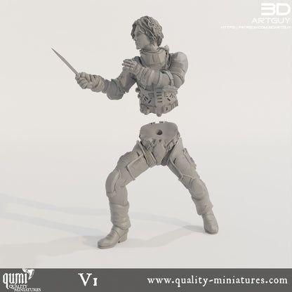 Duke Fighting - 32mm Tabletop RPG Mini - Qumi - 3D ArtGuy Quality Miniatures - Qumi