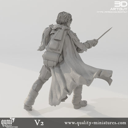 Duke Fighting - 32mm Tabletop RPG Mini - Qumi - 3D ArtGuy Quality Miniatures - Qumi