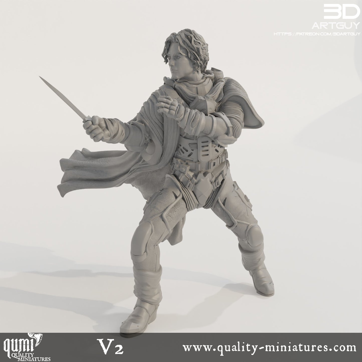 Duke Fighting - 32mm Tabletop RPG Mini - Qumi - 3D ArtGuy Quality Miniatures - Qumi