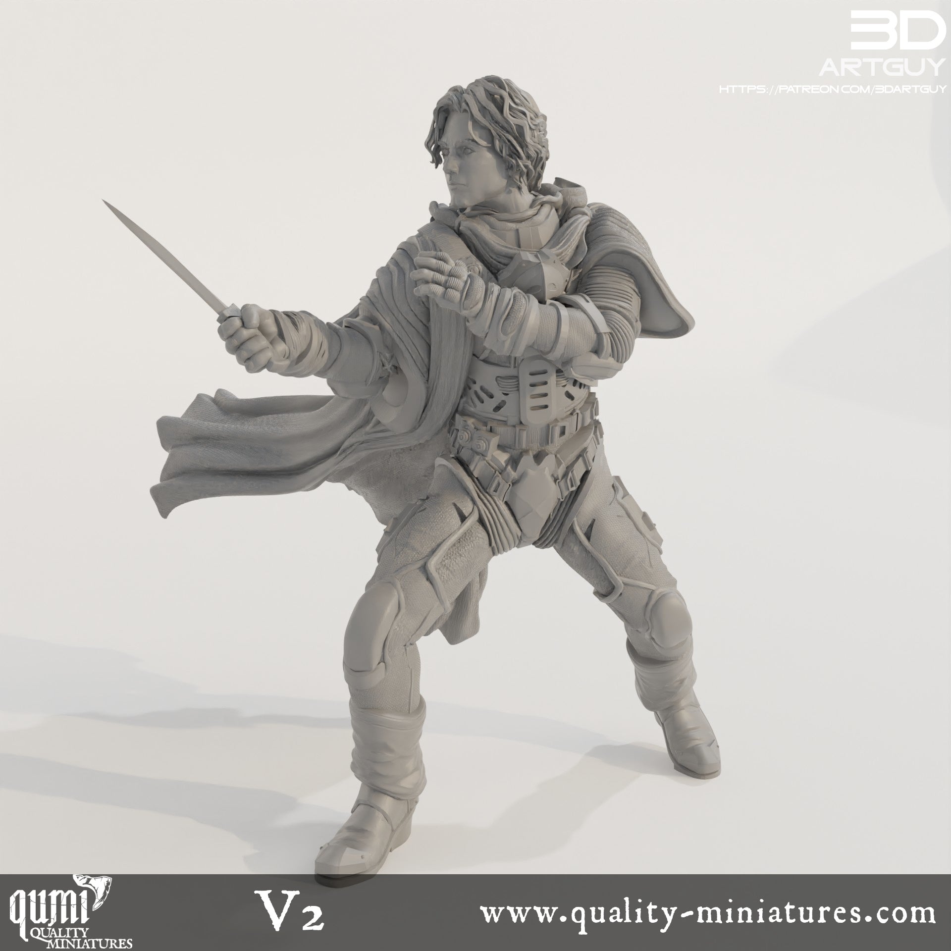 Duke Fighting - 32mm Tabletop RPG Mini - Qumi - 3D ArtGuy Quality Miniatures - Qumi