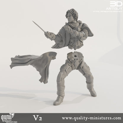 Duke Fighting - 32mm Tabletop RPG Mini - Qumi - 3D ArtGuy Quality Miniatures - Qumi