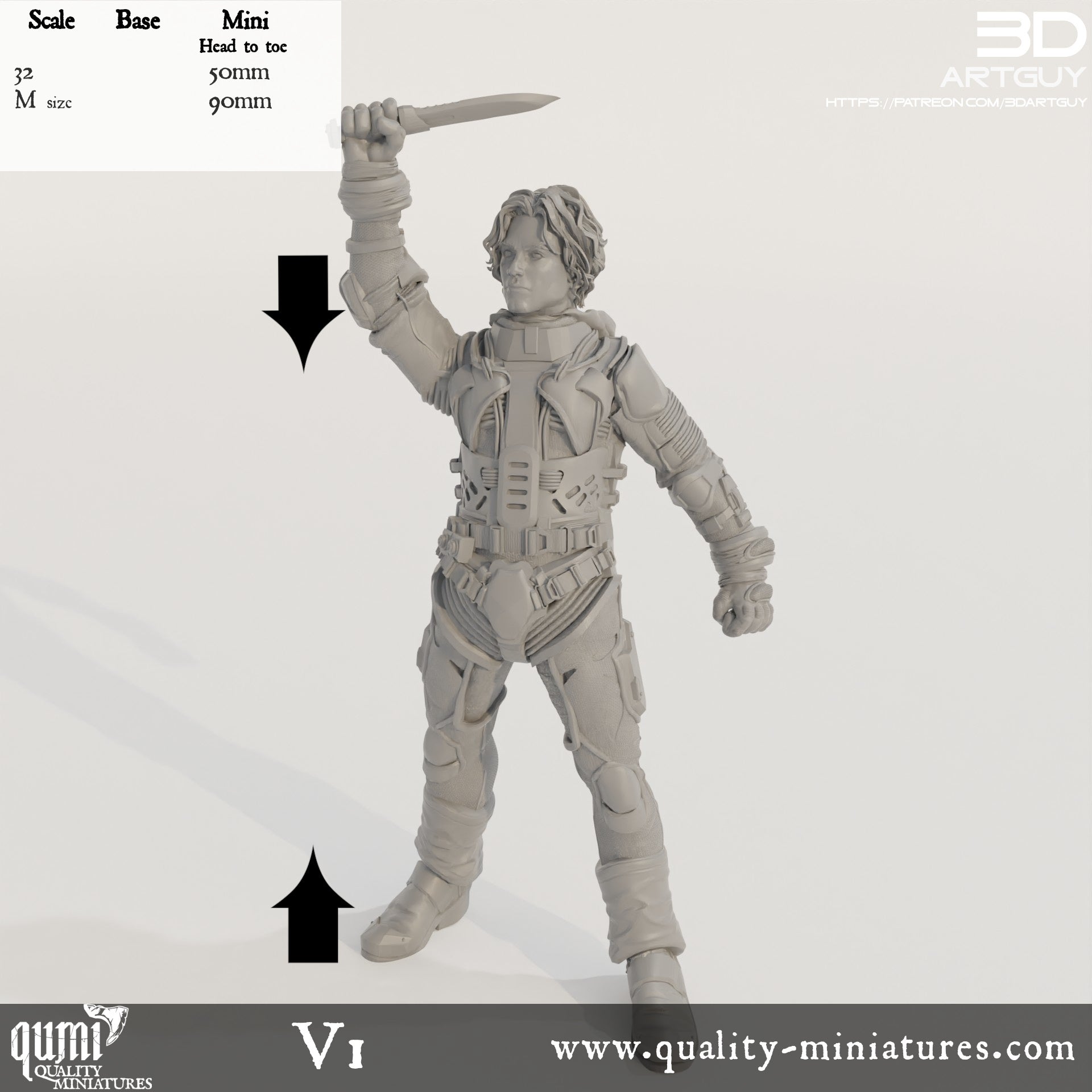 Duke Rally - 32mm Tabletop RPG Mini - Qumi - 3D ArtGuy Quality Miniatures - Qumi