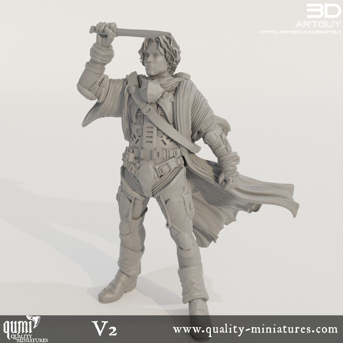 Duke Salute - 32mm Tabletop RPG Mini - Qumi - 3D ArtGuy Quality Miniatures - Qumi