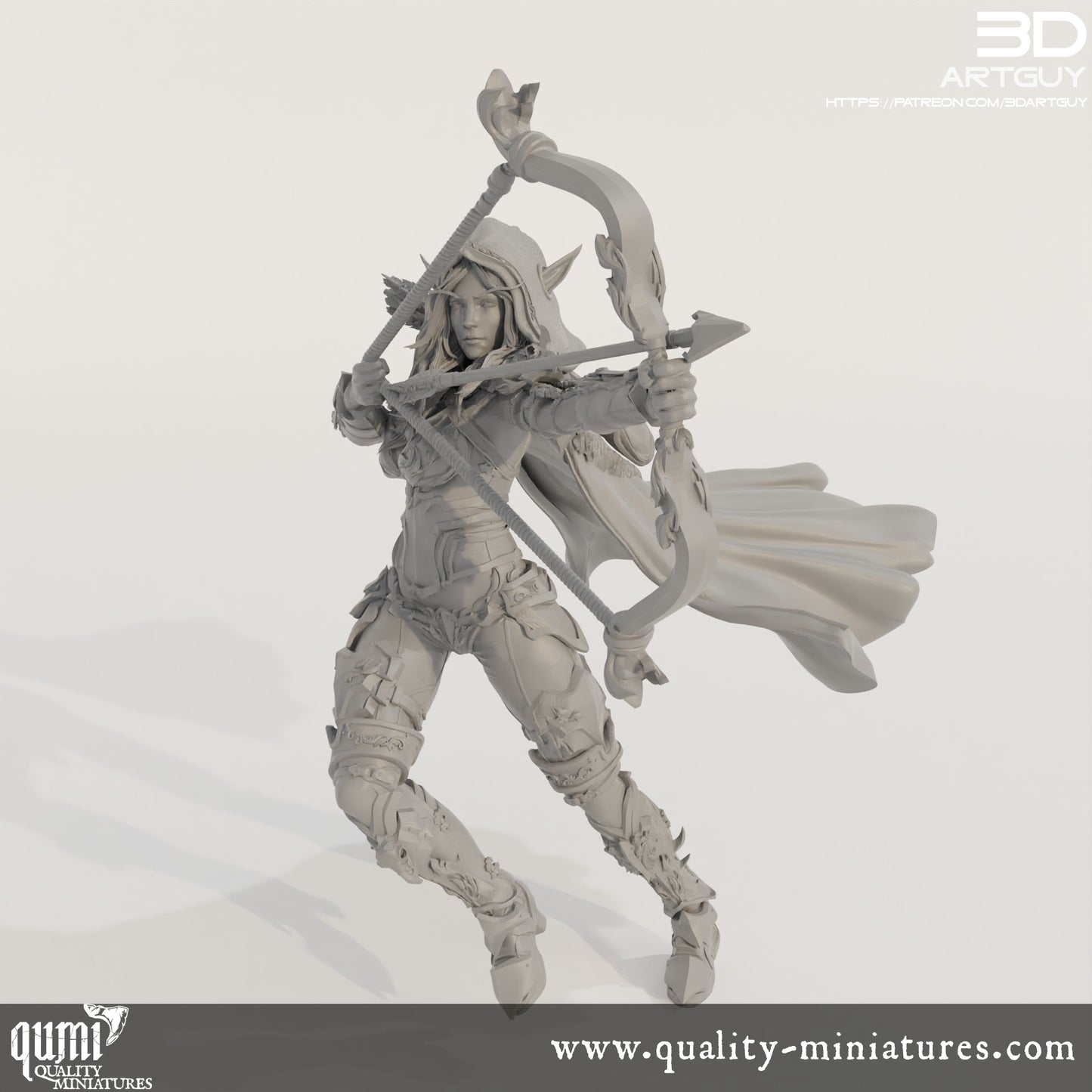 Elf Archer - 32mm Tabletop RPG Mini - Qumi Quality Miniatures - Qumi