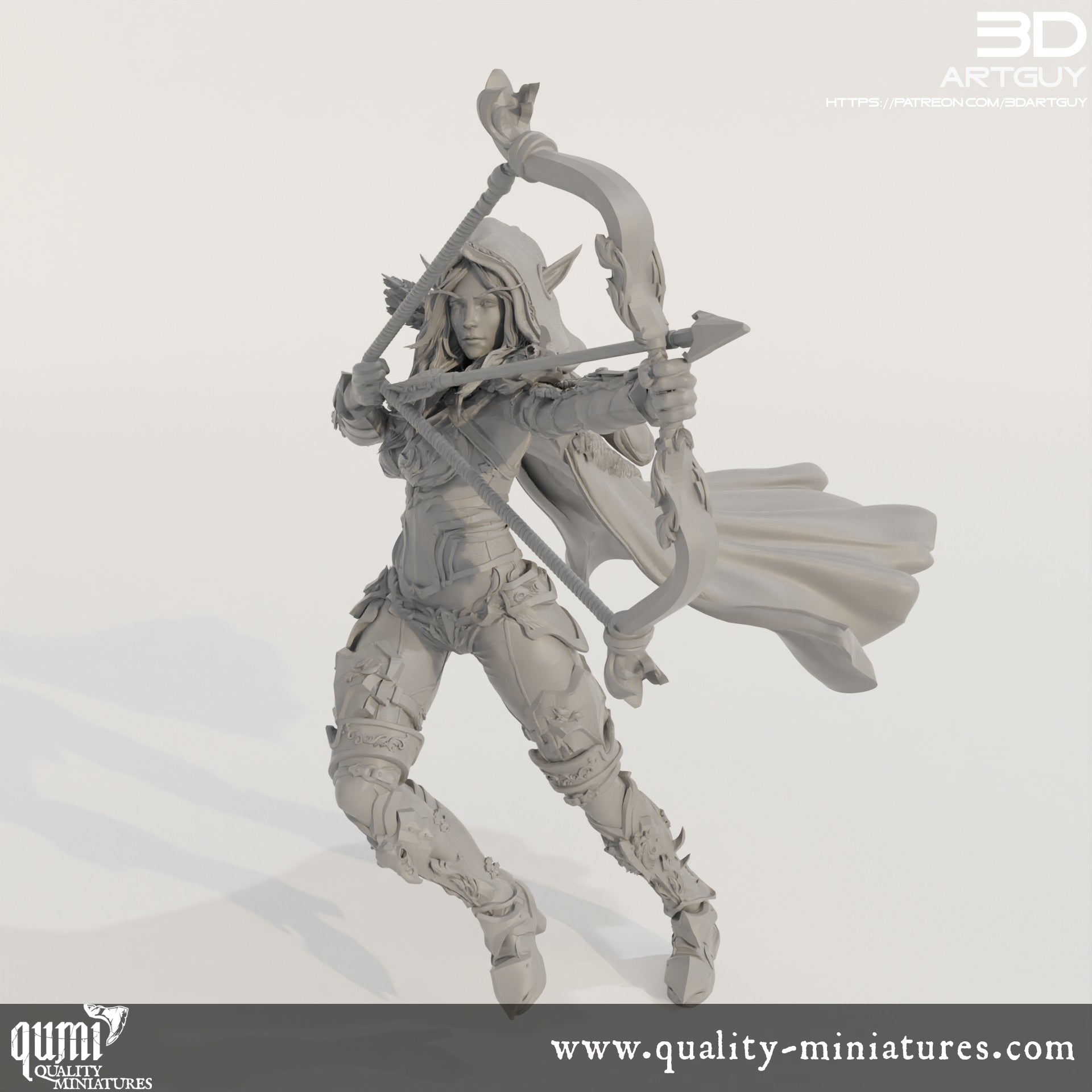 Elf Archer - 32mm Tabletop RPG Mini - Qumi Quality Miniatures - Qumi