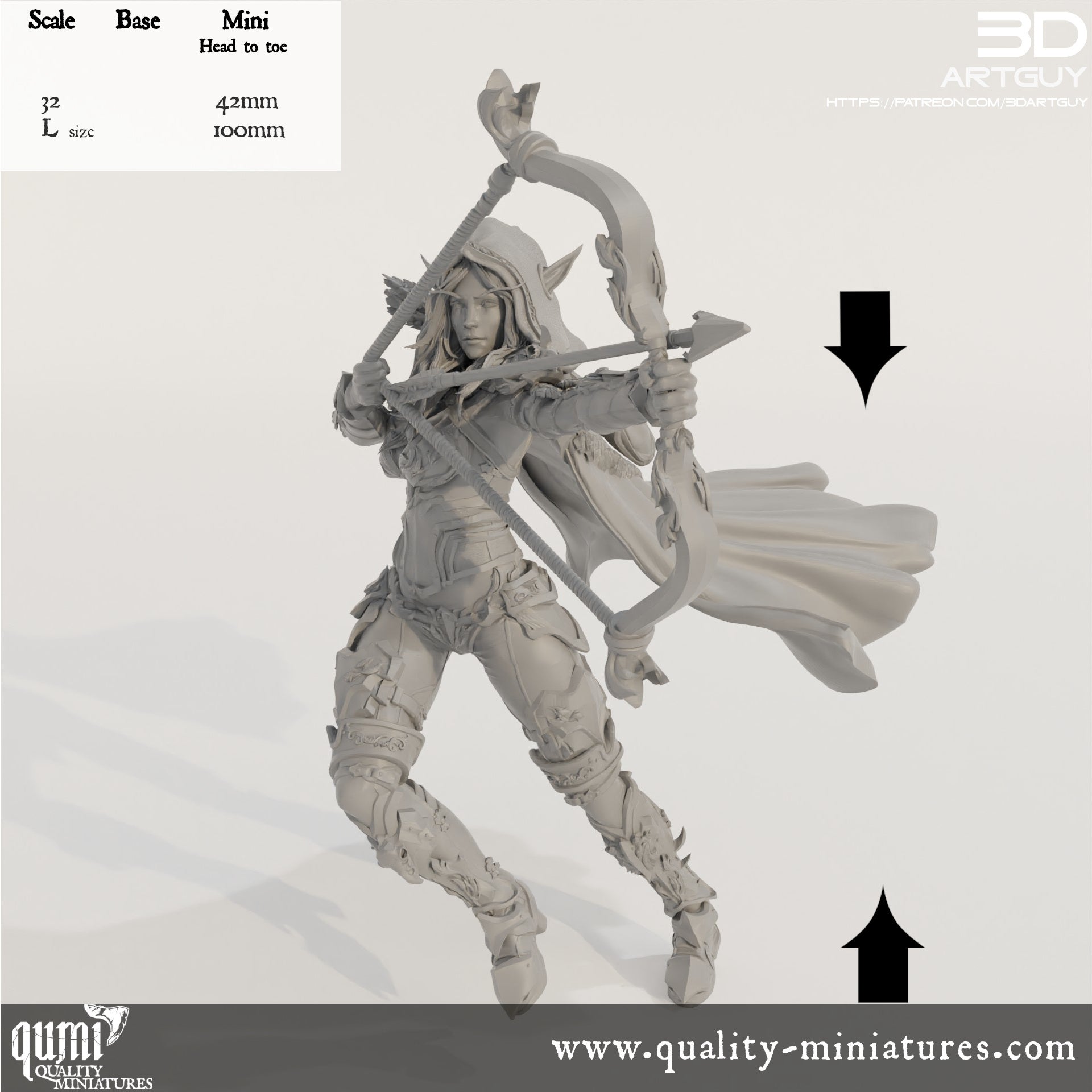 Elf Archer - 32mm Tabletop RPG Mini - Qumi Quality Miniatures - Qumi