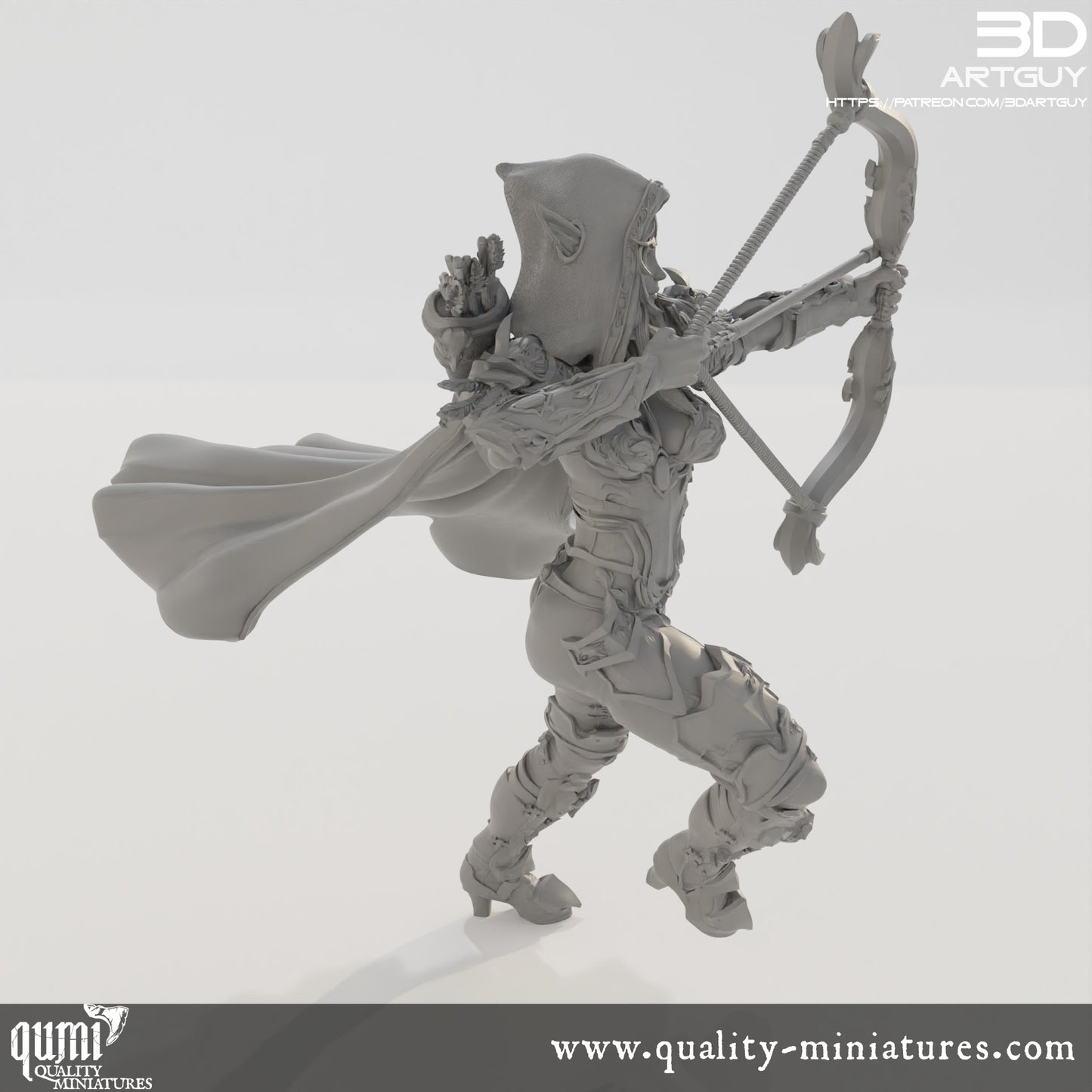 Elf Archer - 32mm Tabletop RPG Mini - Qumi Quality Miniatures - Qumi