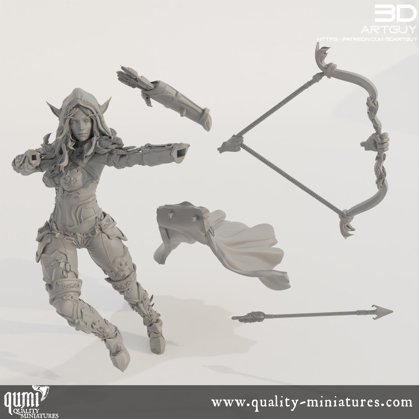 Elf Archer - 32mm Tabletop RPG Mini - Qumi Quality Miniatures - Qumi