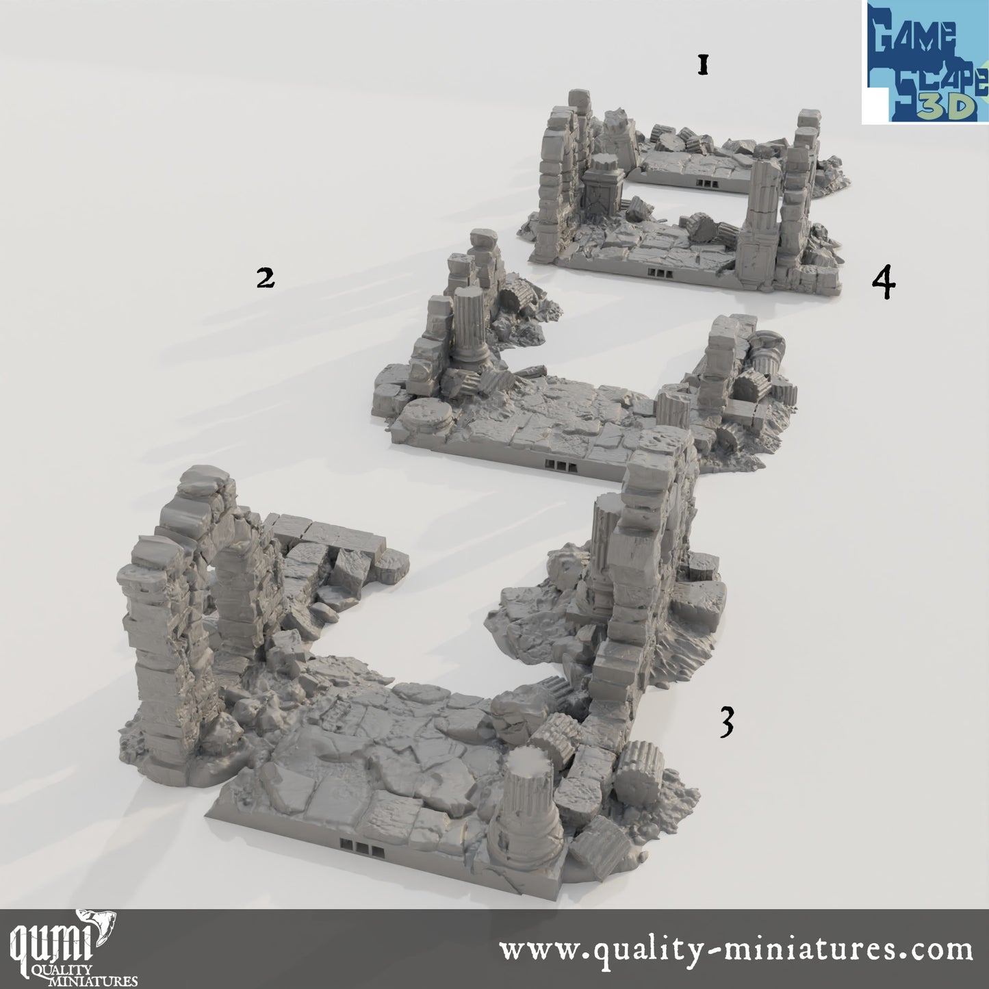 End Roads - Lost City - Resin Print - Tabletop RPG Terrain - GameScape3D - Qumi Quality Miniatures - Qumi