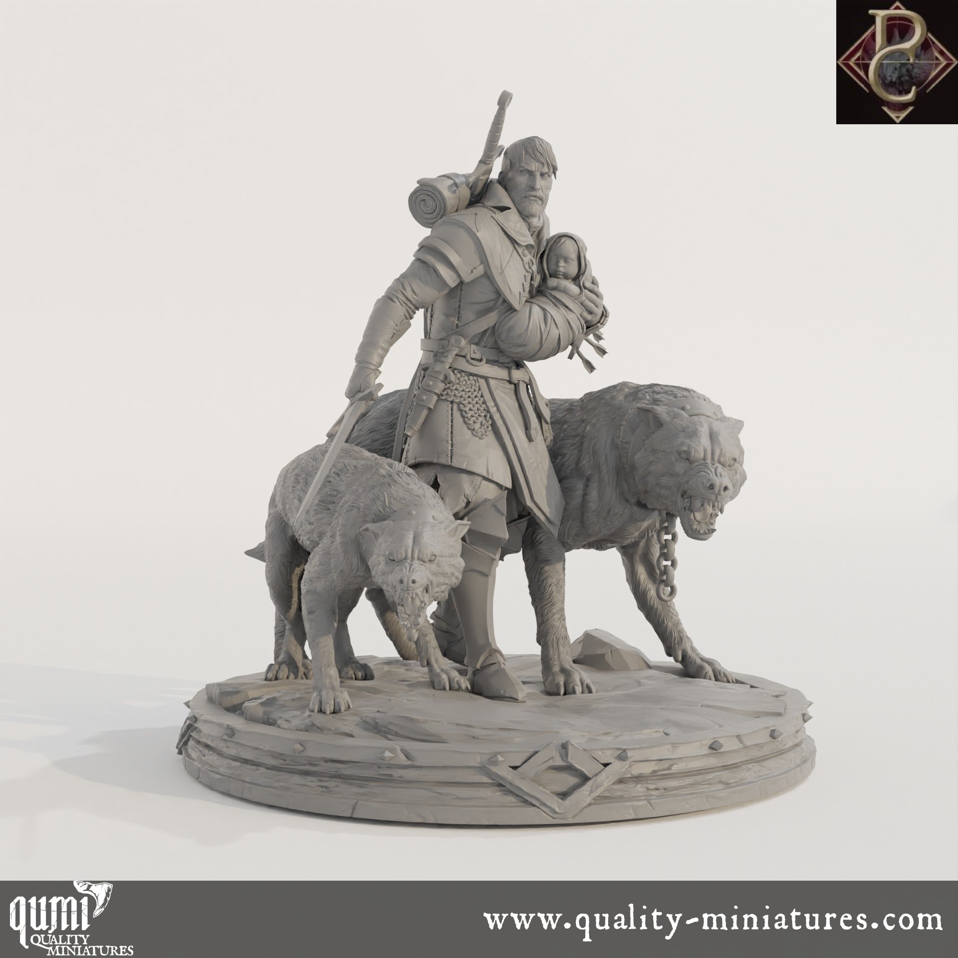 Eon and the child - 32mm Tabletop RPG Mini - Qumi - Parasite Collectibles Quality Miniatures - Qumi