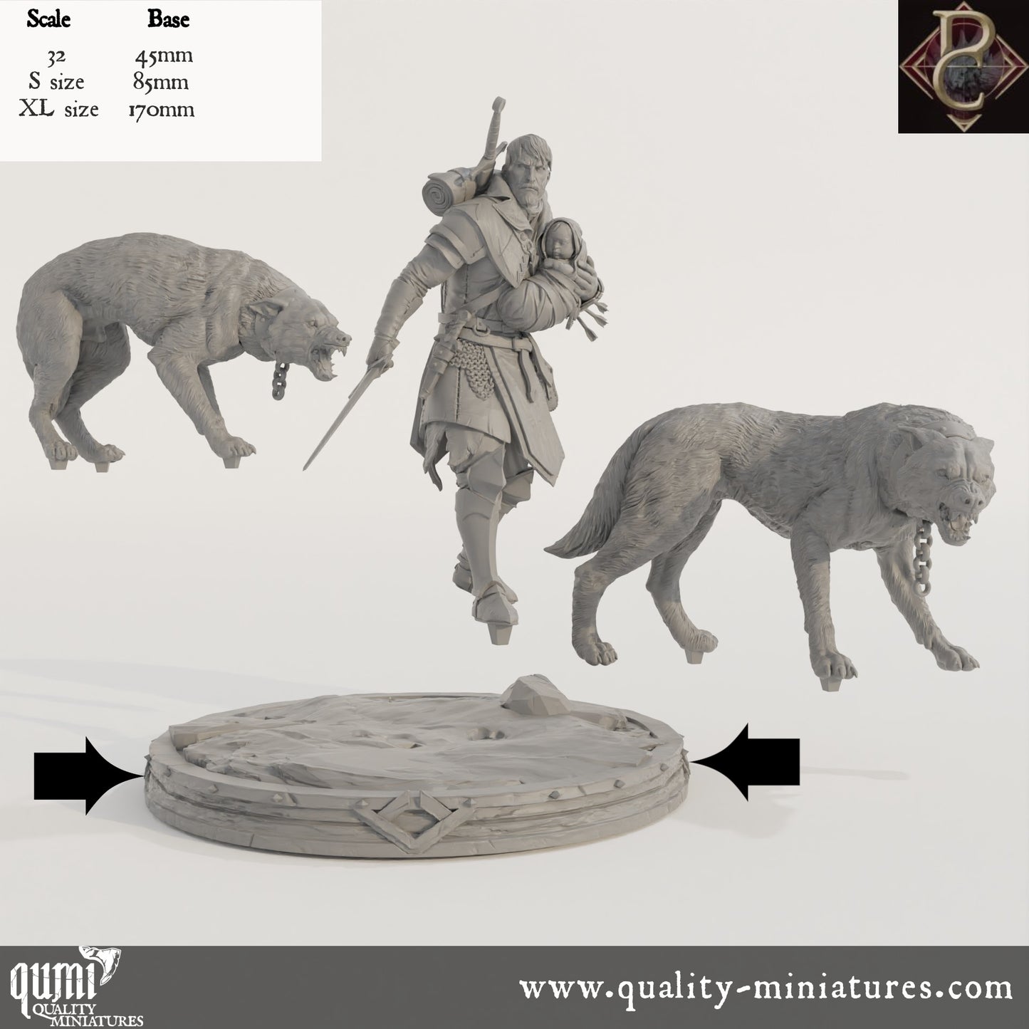 Eon and the child - 32mm Tabletop RPG Mini - Qumi - Parasite Collectibles Quality Miniatures - Qumi