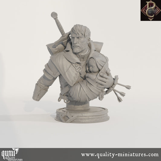 Eon and the child Bust - 32mm Tabletop RPG Mini - Qumi - Parasite Collectibles Quality Miniatures - Qumi