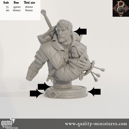 Eon and the child Bust - 32mm Tabletop RPG Mini - Qumi - Parasite Collectibles Quality Miniatures - Qumi