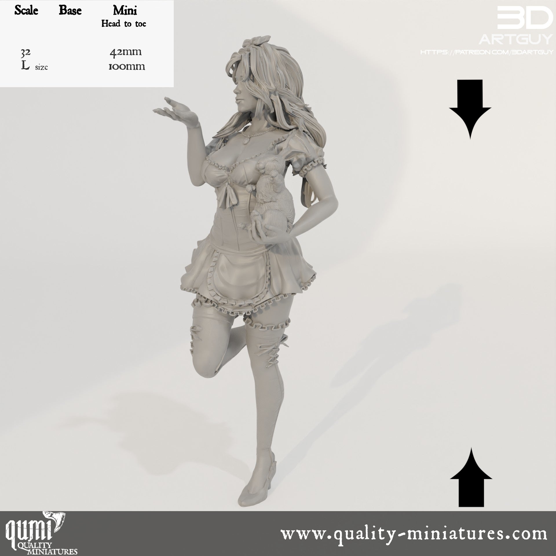 Fantasy Lady - 32mm Tabletop RPG Mini - Qumi Quality Miniatures - Qumi