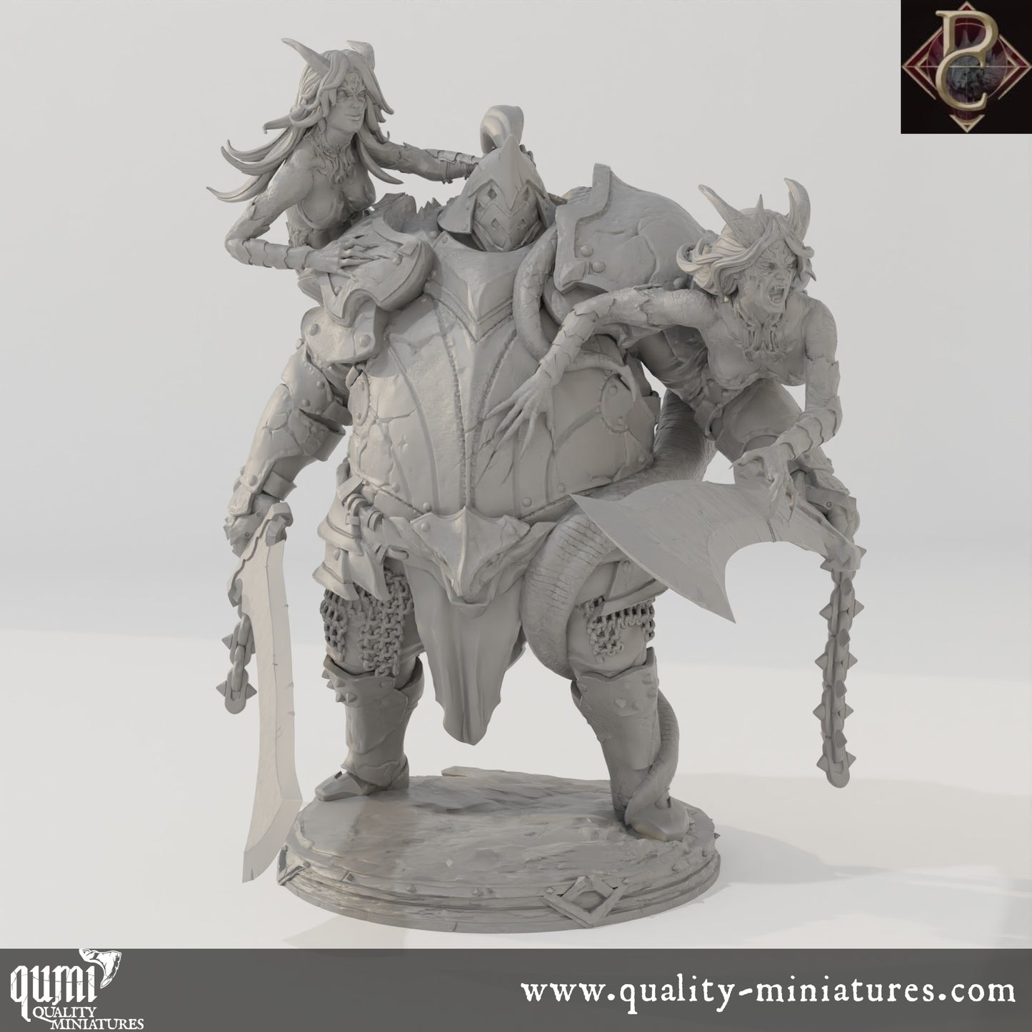 Fathon and the Scylas - 75mm Tabletop RPG Mini - up to XL Size - Qumi - Parasite Collectibles