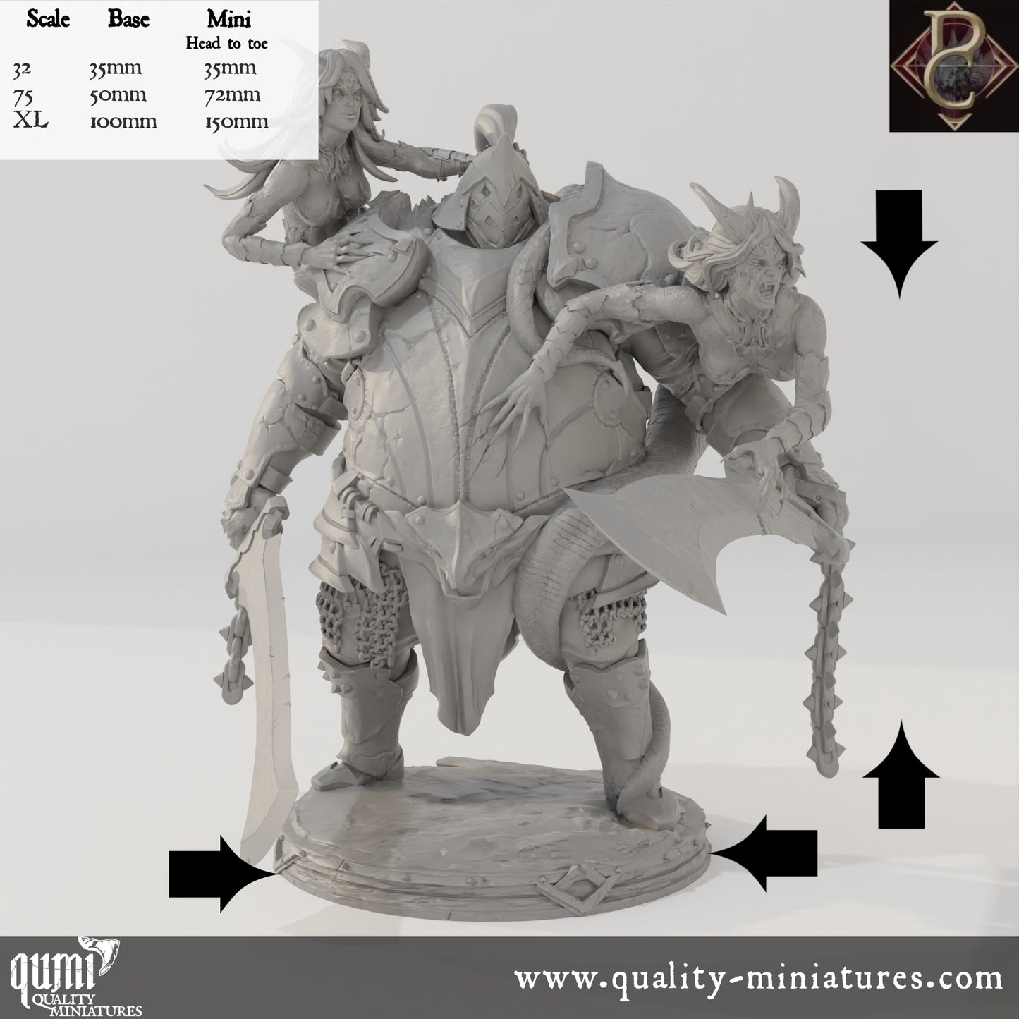 Fathon and the Scylas - 75mm Tabletop RPG Mini - up to XL Size - Qumi - Parasite Collectibles