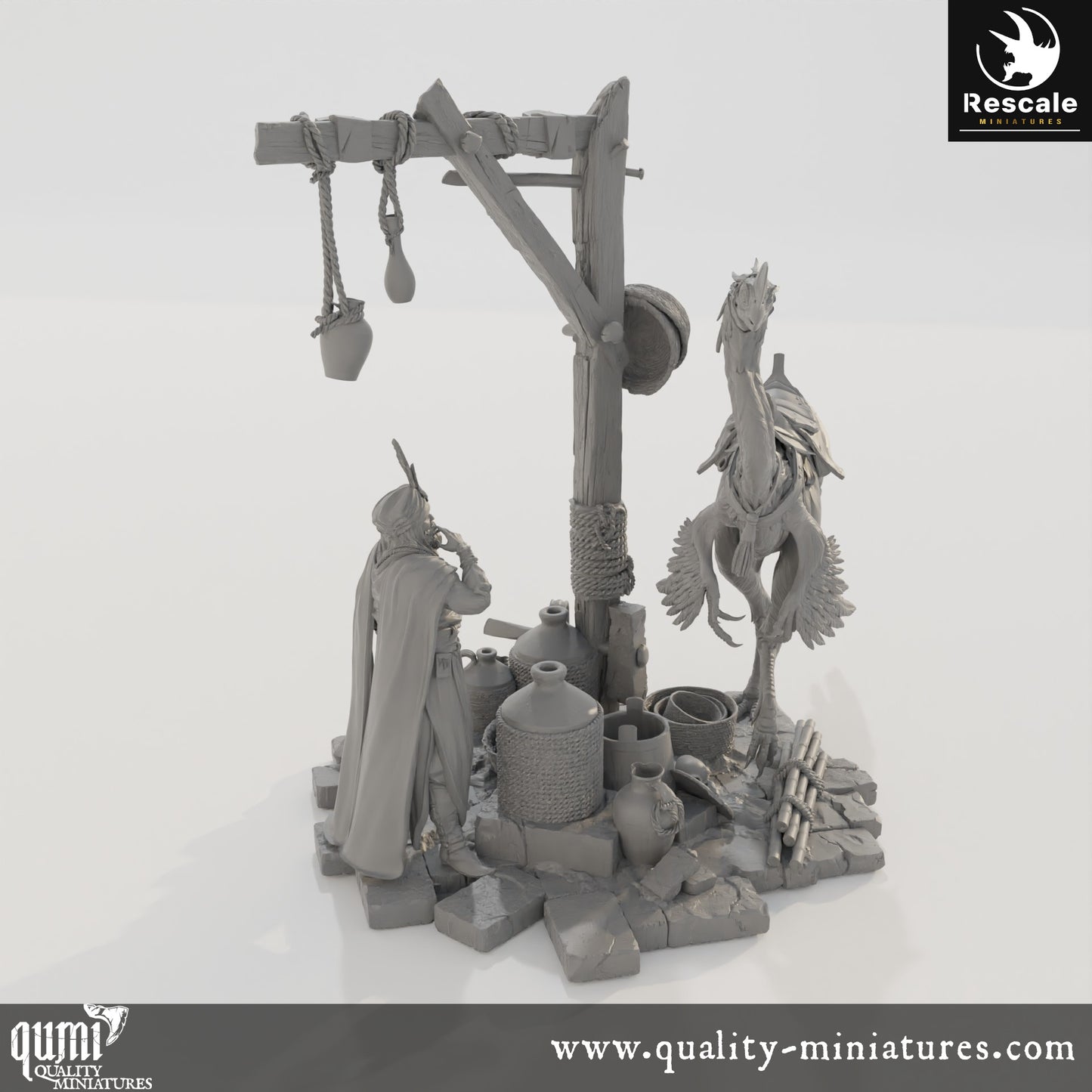 Feed Scene - Dinotopia - 32mm Tabletop RPG Mini - Qumi - Rescale Miniatures Quality Miniatures - Qumi