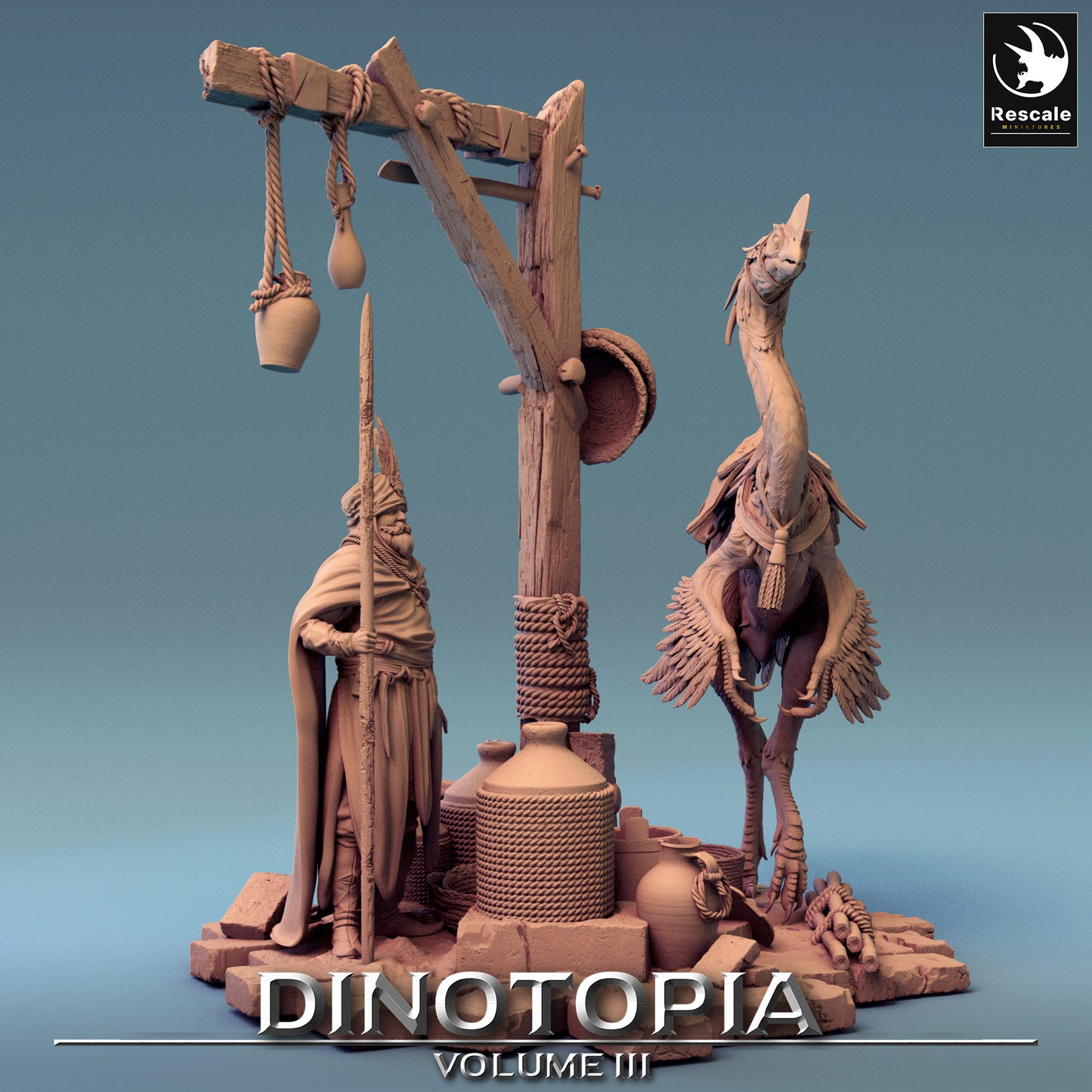 Feed Scene - Dinotopia - 32mm Tabletop RPG Mini - Qumi - Rescale Miniatures Quality Miniatures - Qumi