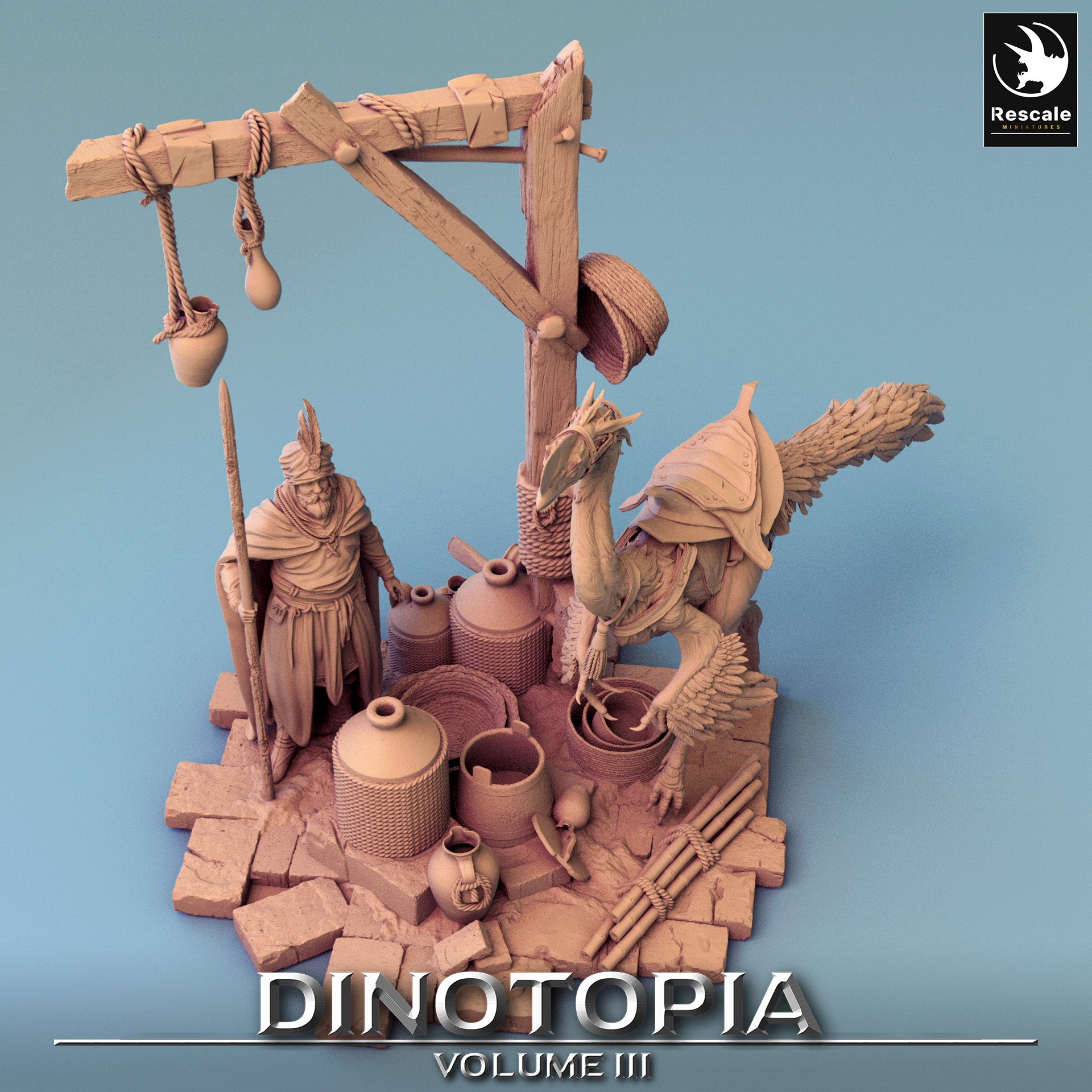 Feed Scene - Dinotopia - 32mm Tabletop RPG Mini - Qumi - Rescale Miniatures Quality Miniatures - Qumi