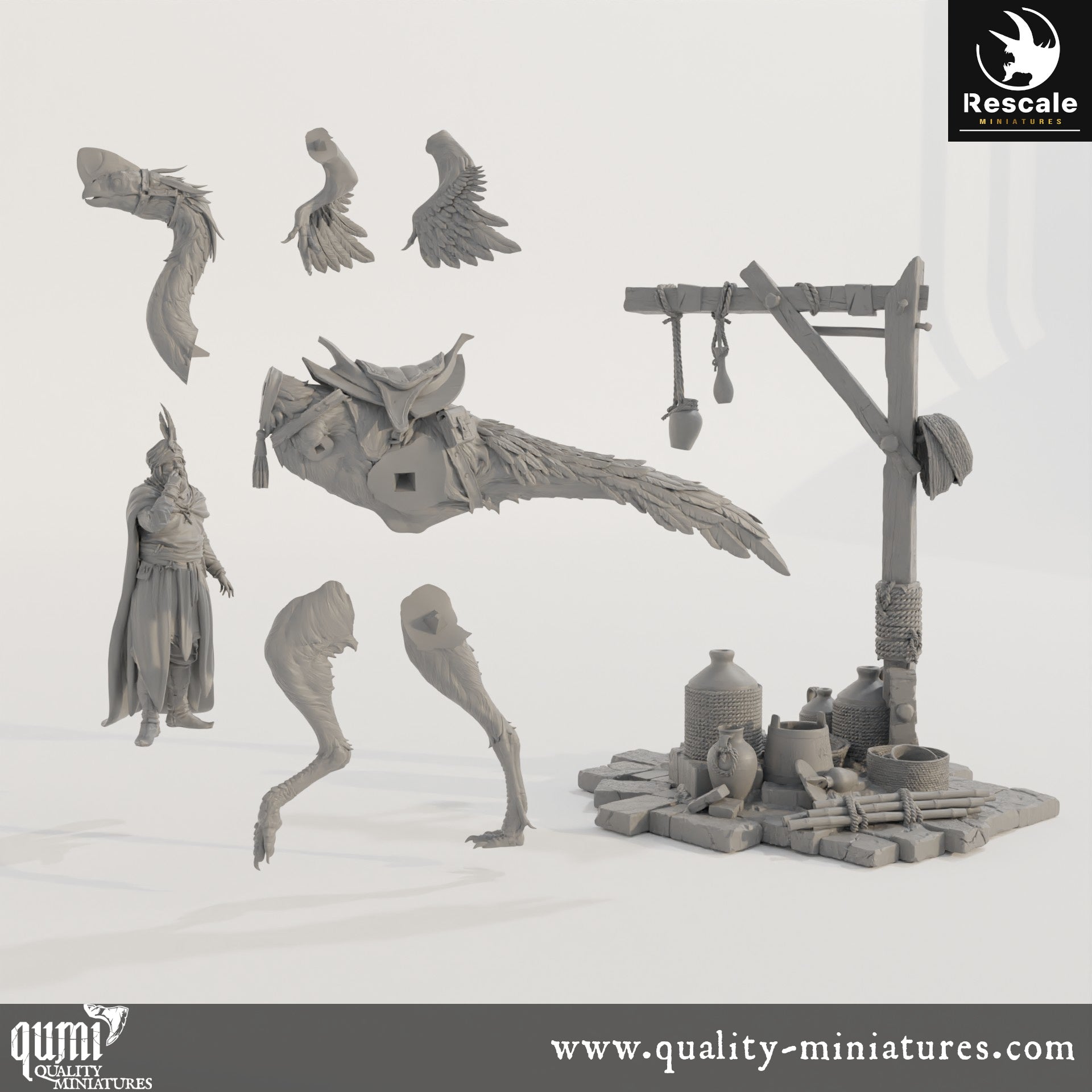 Feed Scene - Dinotopia - 32mm Tabletop RPG Mini - Qumi - Rescale Miniatures Quality Miniatures - Qumi