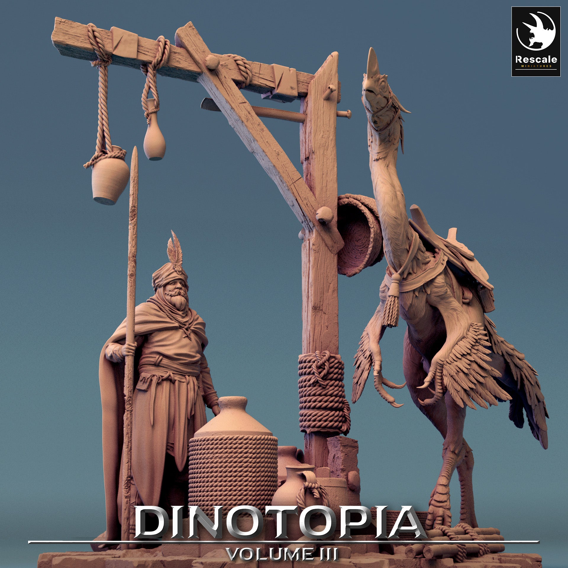 Feed Scene - Dinotopia - 32mm Tabletop RPG Mini - Qumi - Rescale Miniatures Quality Miniatures - Qumi