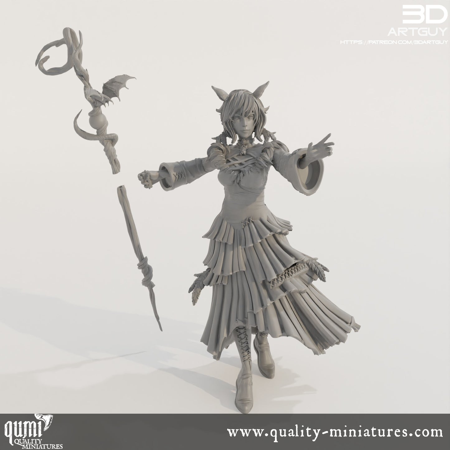 Female Conjurer - 32mm Tabletop RPG Mini - Qumi Quality Miniatures - Qumi