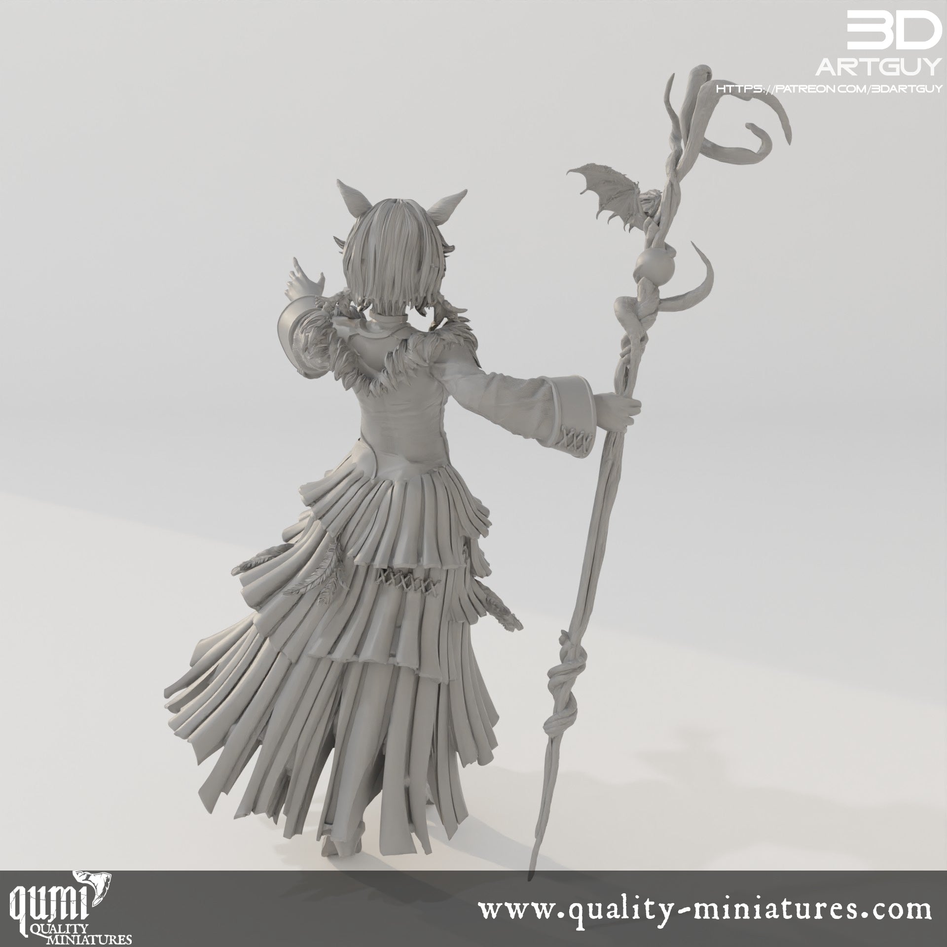 Female Conjurer - 32mm Tabletop RPG Mini - Qumi Quality Miniatures - Qumi